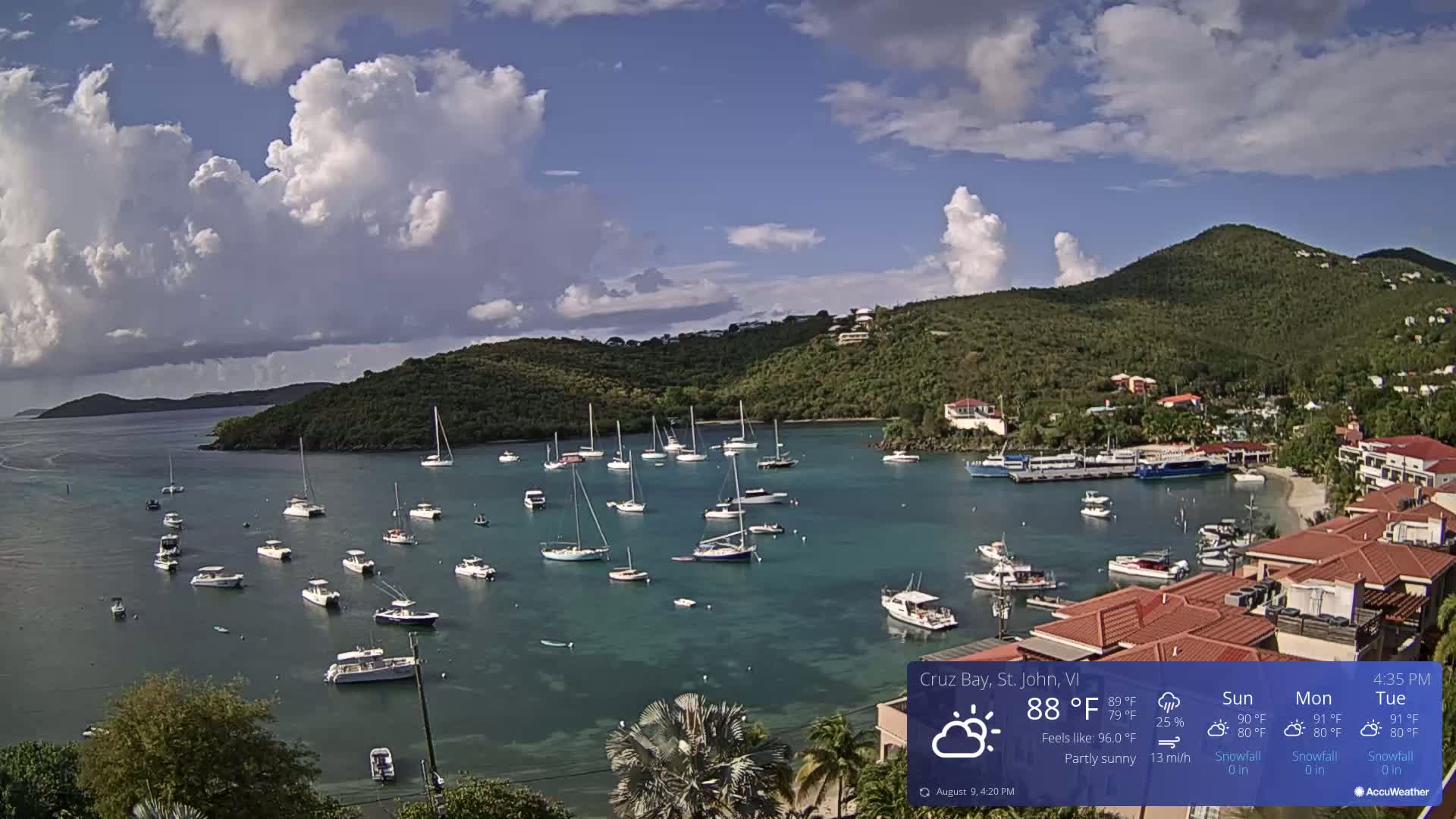 St. John, Cruz Bay Skyline Live Cam - Cruz Bay, St. John, United States Virgin Islands, USA