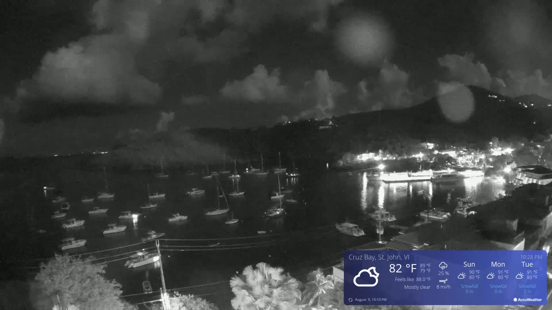 St. John, Cruz Bay Skyline Live Cam - Cruz Bay, St. John, United States Virgin Islands, USA