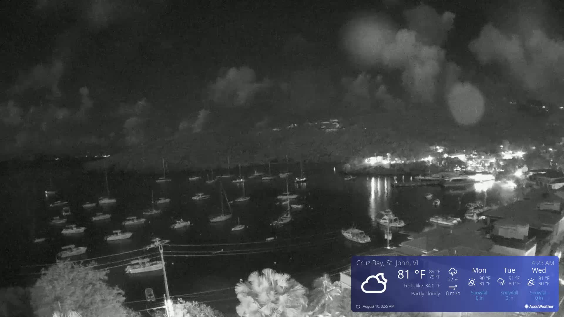 St. John, Cruz Bay Skyline Live Cam - Cruz Bay, St. John, United States Virgin Islands, USA