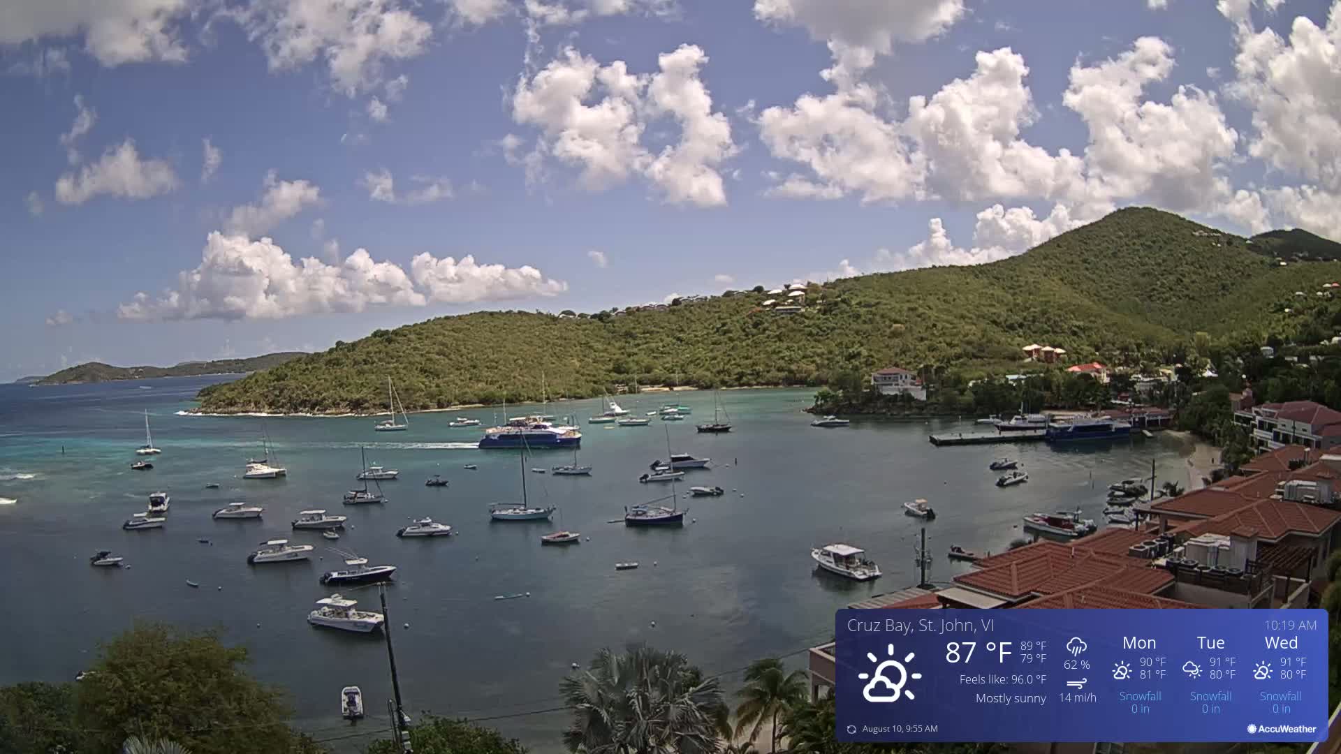 St. John, Cruz Bay Skyline Live Cam - Cruz Bay, St. John, United States Virgin Islands, USA
