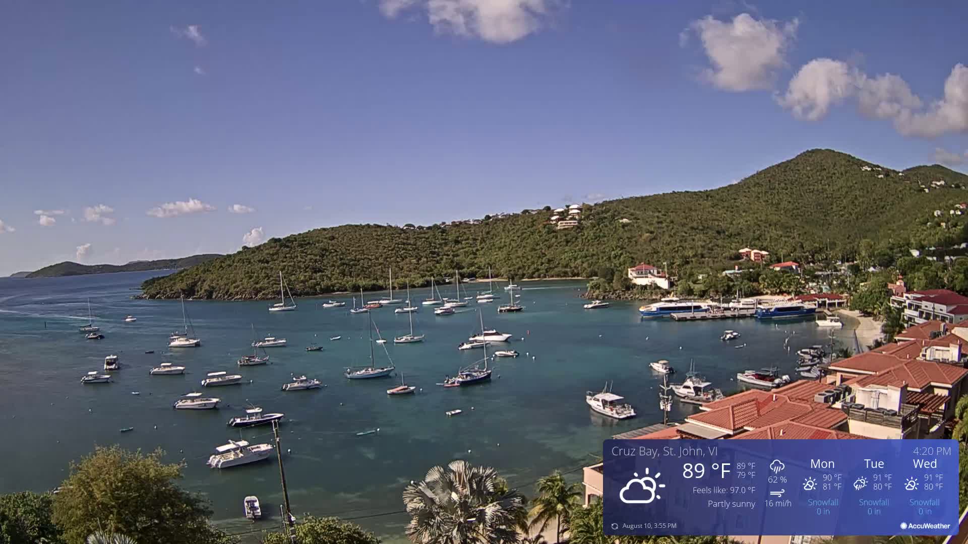 St. John, Cruz Bay Skyline Live Cam - Cruz Bay, St. John, United States Virgin Islands, USA