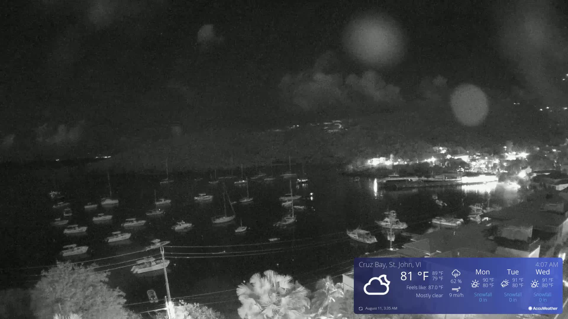 St. John, Cruz Bay Skyline Live Cam - Cruz Bay, St. John, United States Virgin Islands, USA