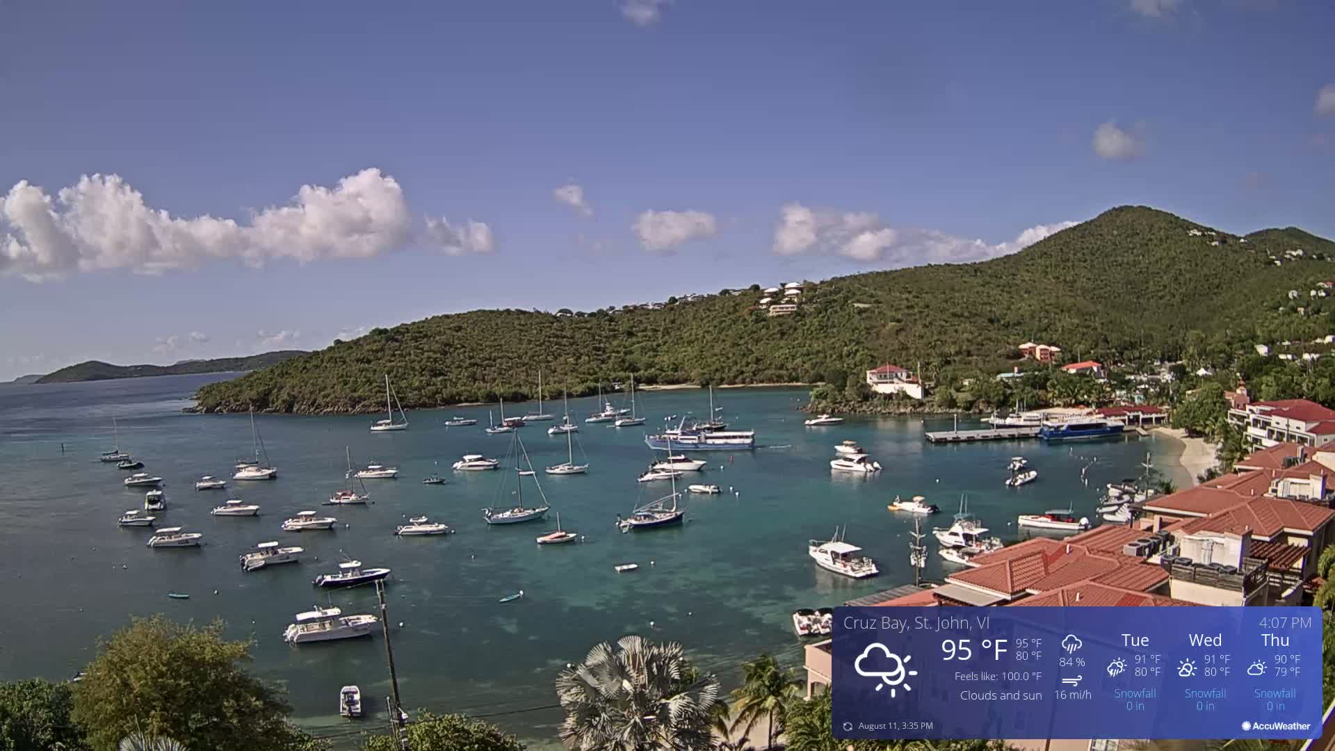 St. John, Cruz Bay Skyline Live Cam - Cruz Bay, St. John, United States Virgin Islands, USA