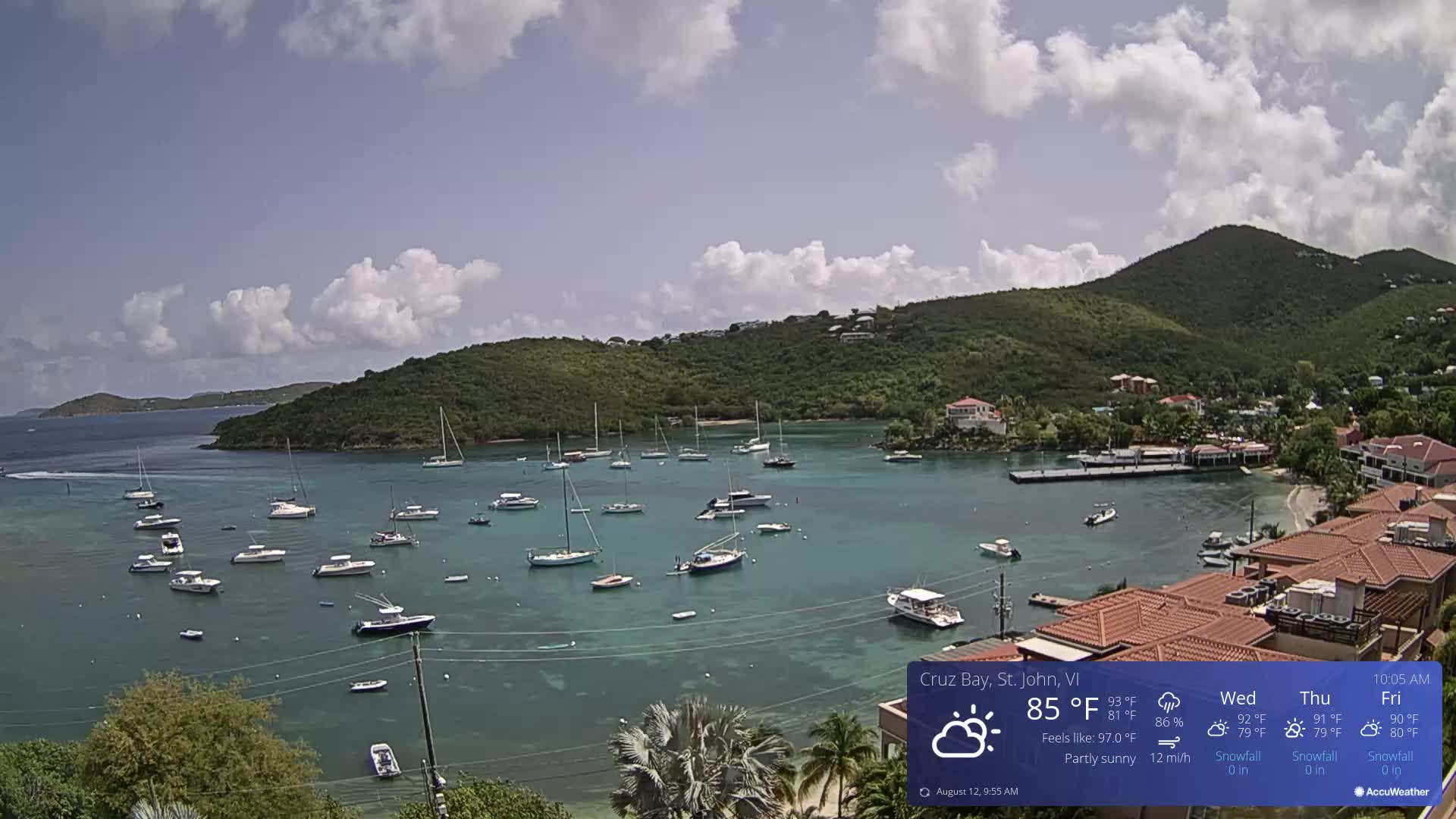 St. John, Cruz Bay Skyline Live Cam - Cruz Bay, St. John, United States Virgin Islands, USA
