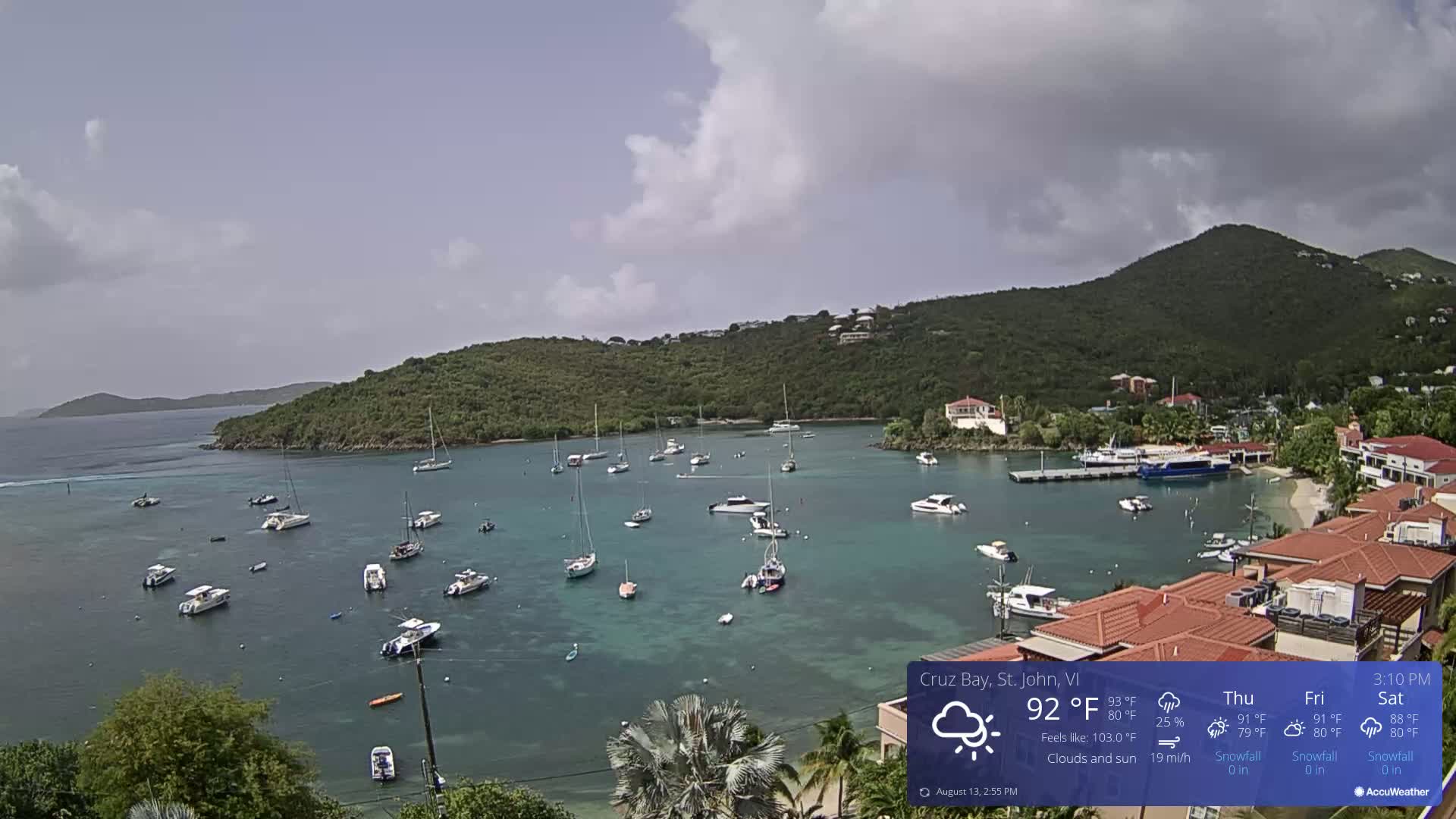 St. John, Cruz Bay Skyline Live Cam - Cruz Bay, St. John, United States Virgin Islands, USA