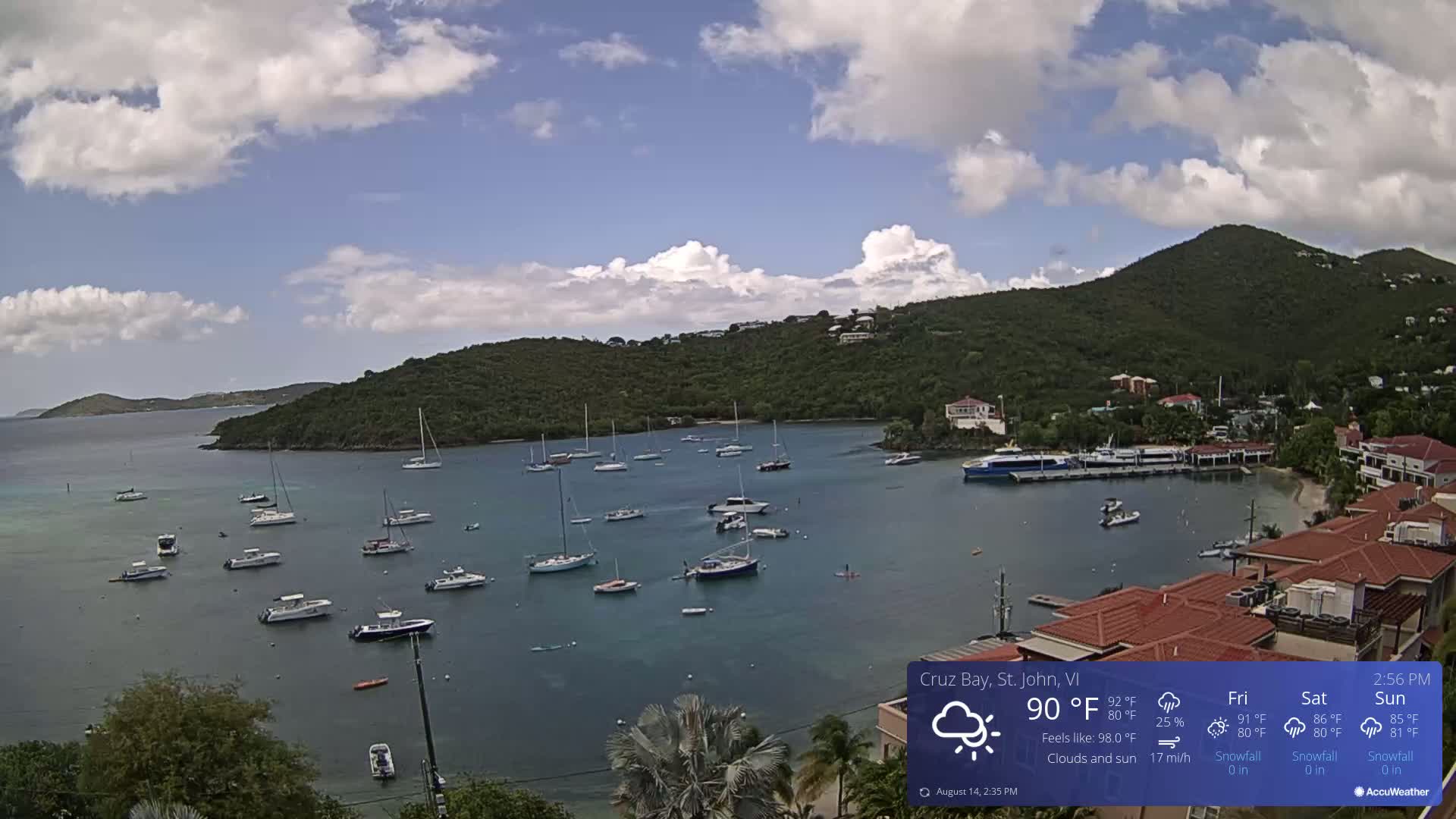 St. John, Cruz Bay Skyline Live Cam - Cruz Bay, St. John, United States Virgin Islands, USA