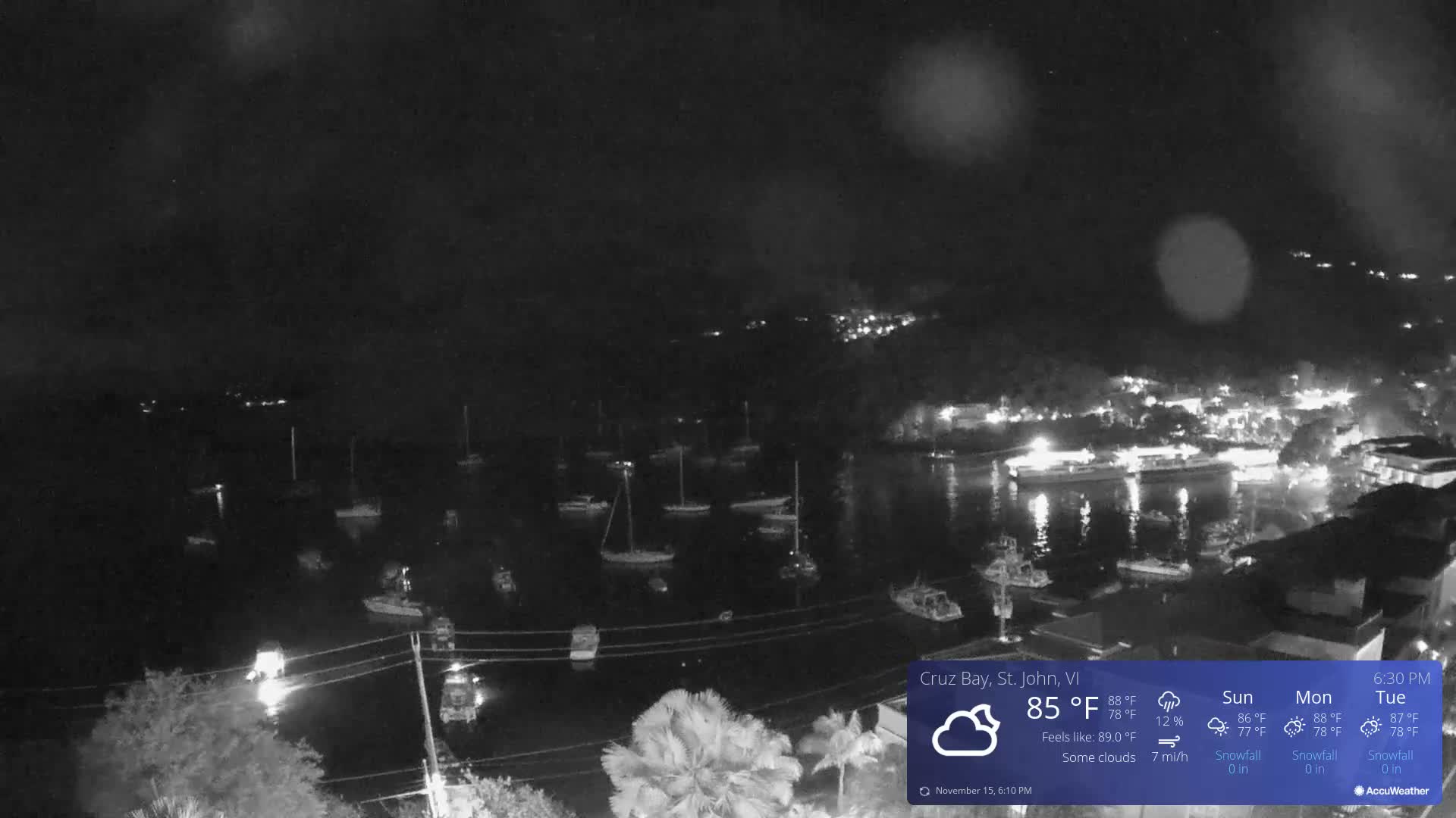 St. John, Cruz Bay Skyline Live Cam - Cruz Bay, St. John, United States Virgin Islands, USA