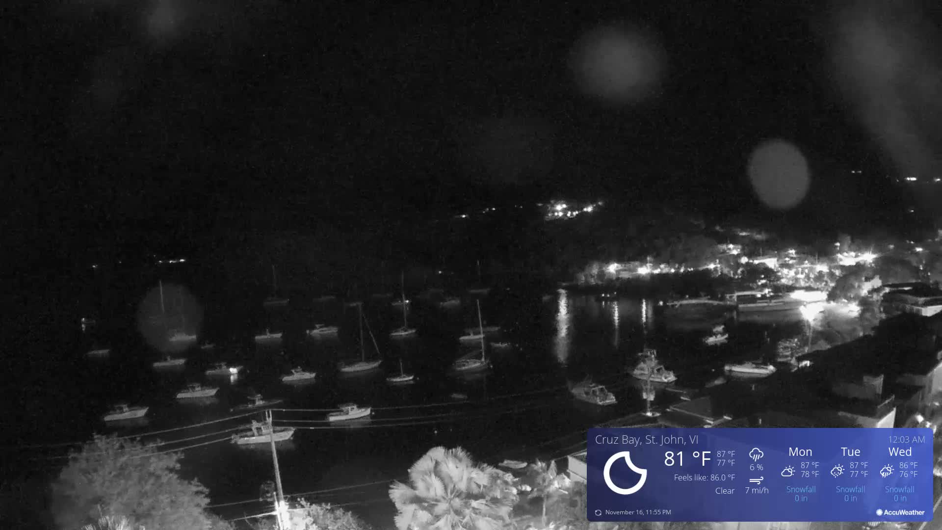 St. John, Cruz Bay Skyline Live Cam - Cruz Bay, St. John, United States Virgin Islands, USA
