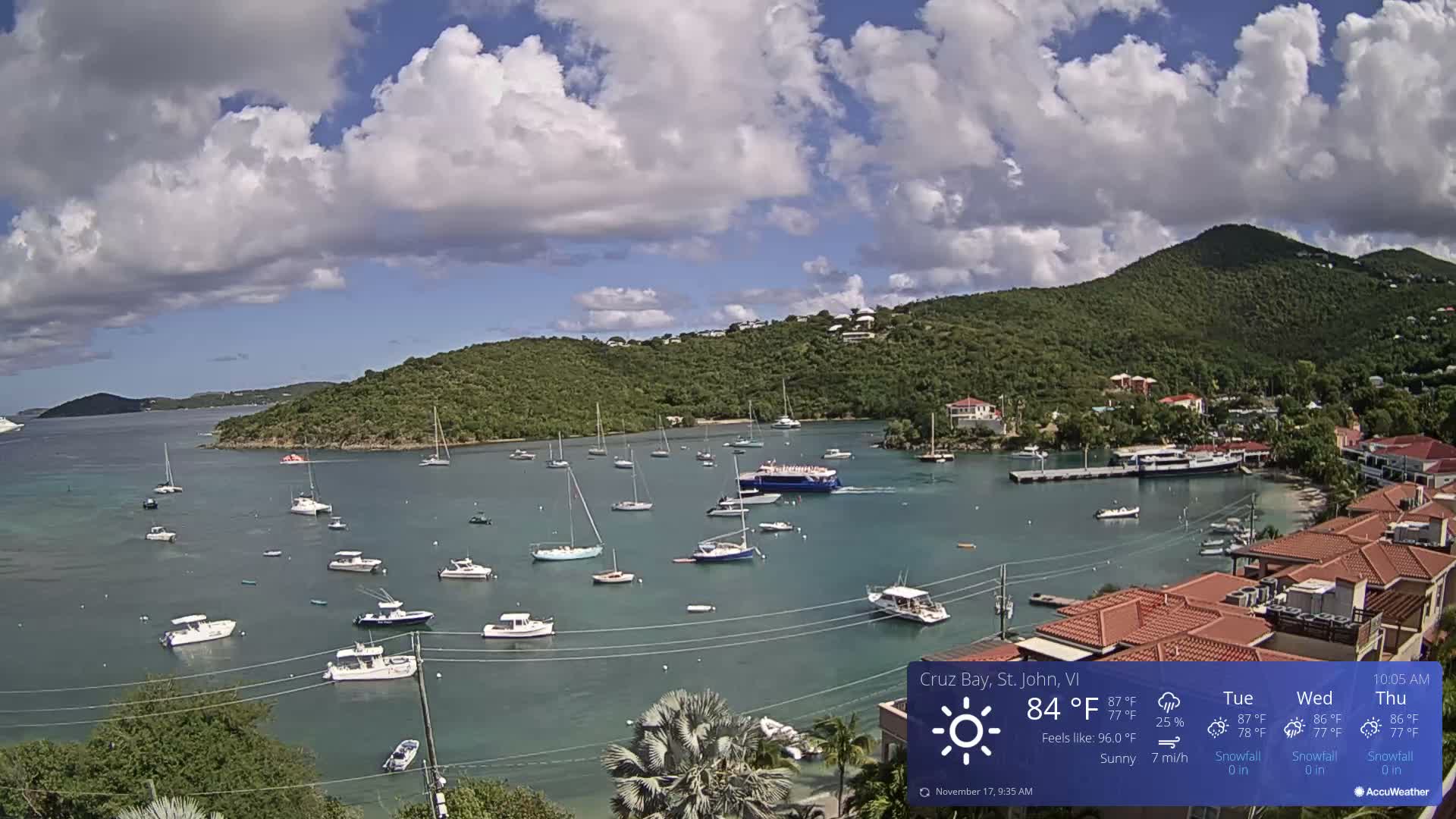 St. John, Cruz Bay Skyline Live Cam - Cruz Bay, St. John, United States Virgin Islands, USA