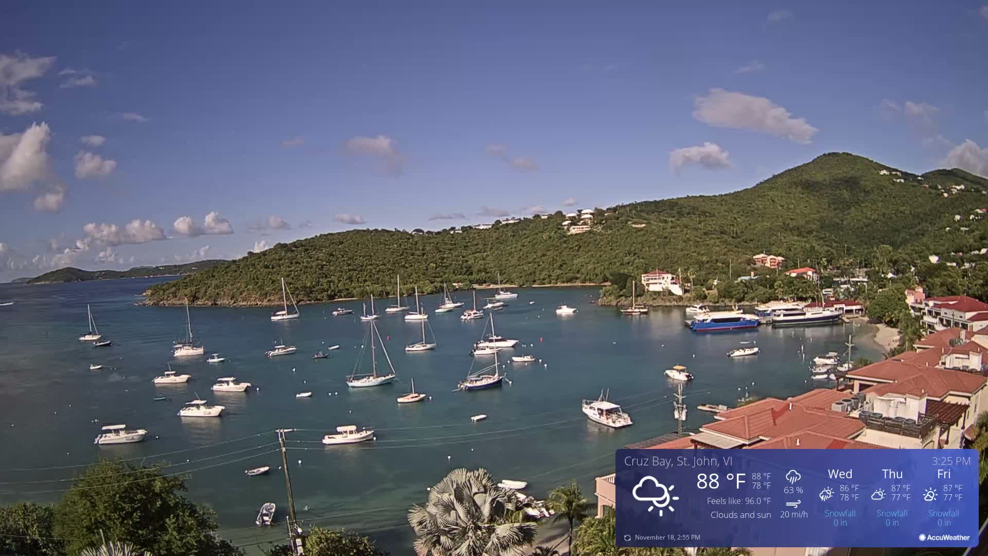 St. John, Cruz Bay Skyline Live Cam - Cruz Bay, St. John, United States Virgin Islands, USA
