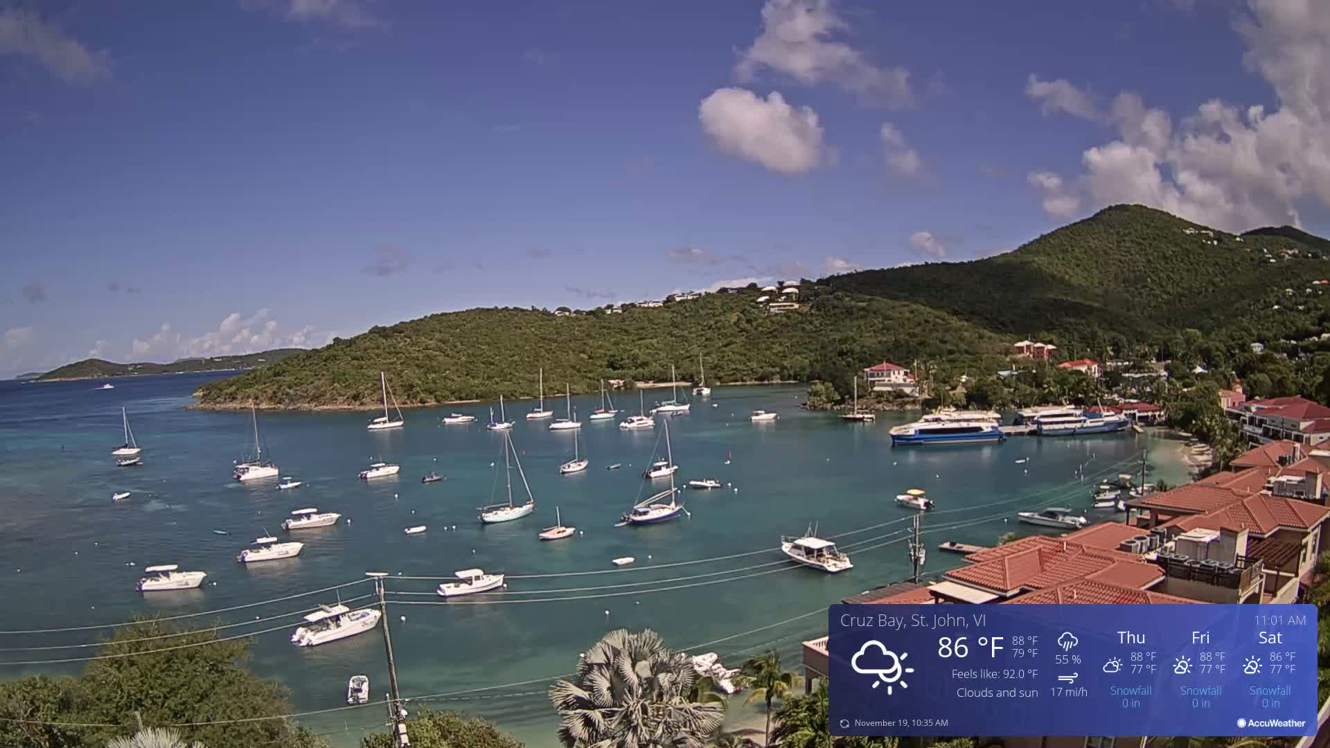 St. John, Cruz Bay Skyline Live Cam - Cruz Bay, St. John, United States Virgin Islands, USA