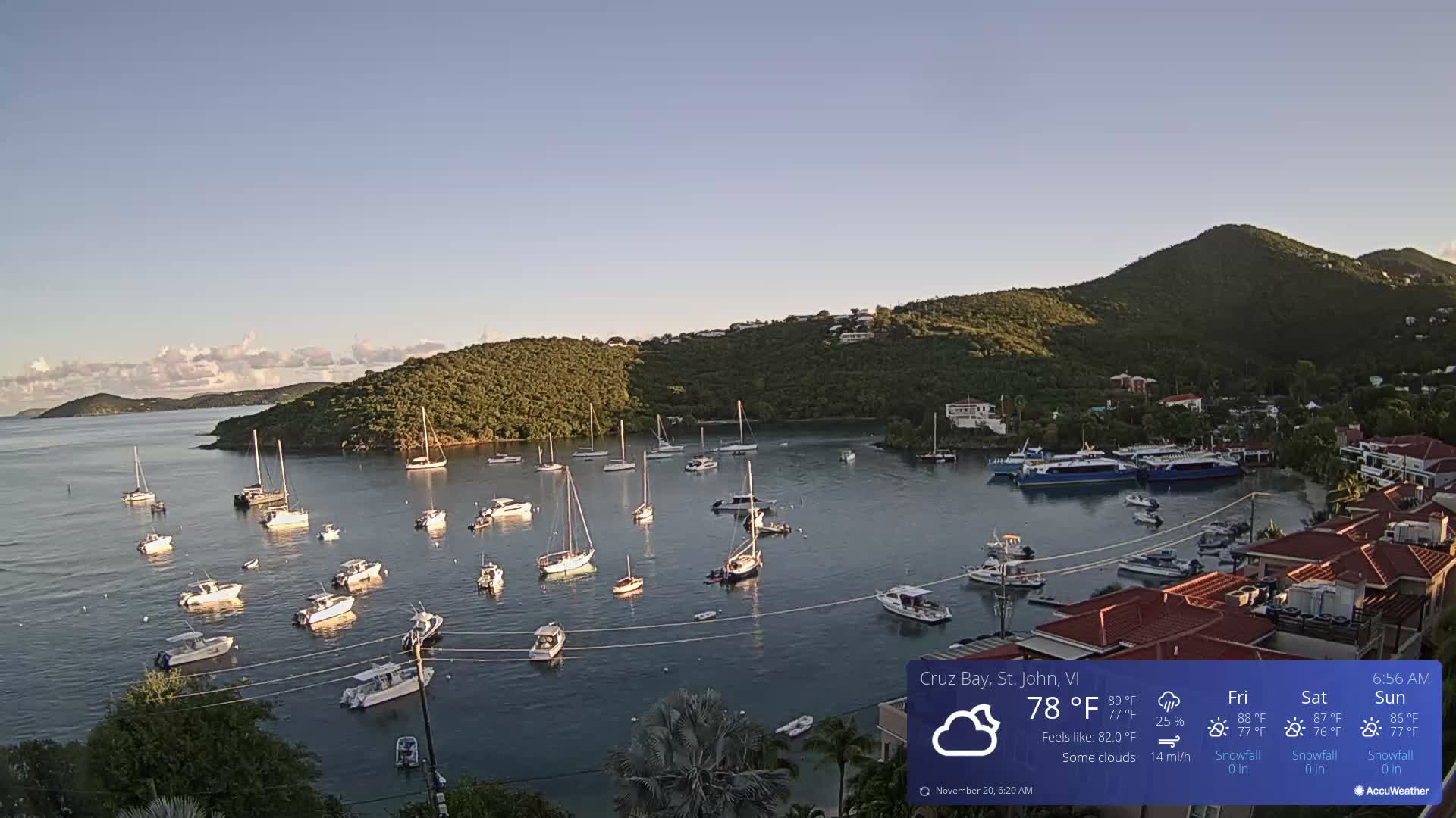 St. John, Cruz Bay Skyline Live Cam - Cruz Bay, St. John, United States Virgin Islands, USA