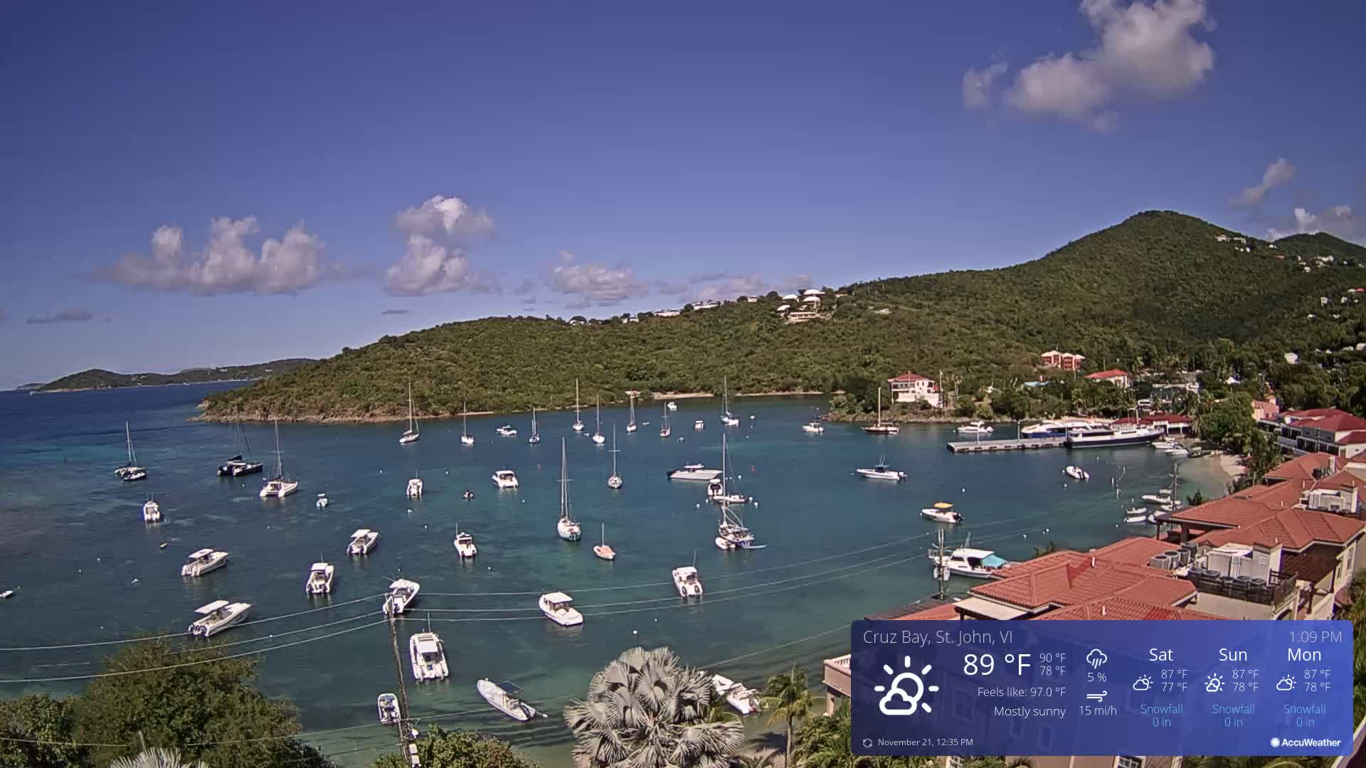 St. John, Cruz Bay Skyline Live Cam - Cruz Bay, St. John, United States Virgin Islands, USA