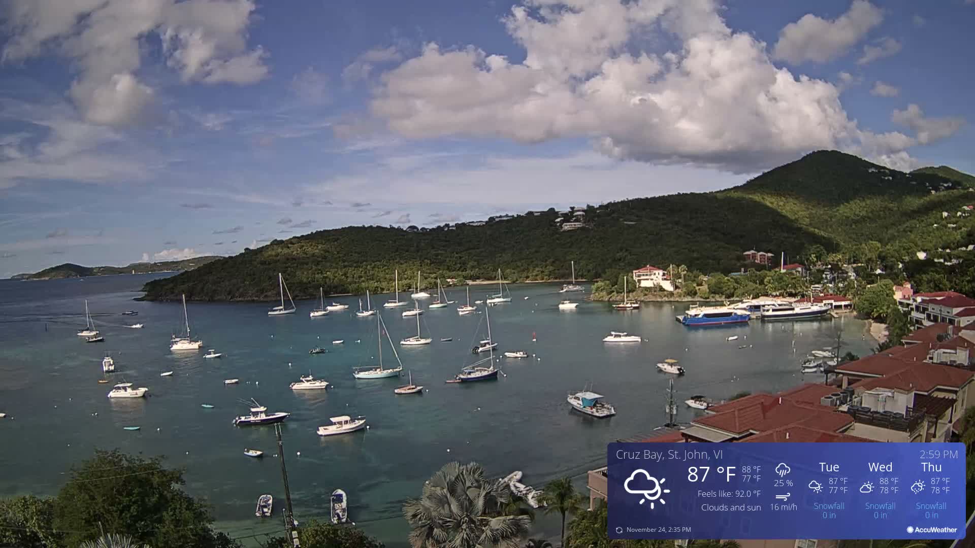 St. John, Cruz Bay Skyline Live Cam - Cruz Bay, St. John, United States Virgin Islands, USA