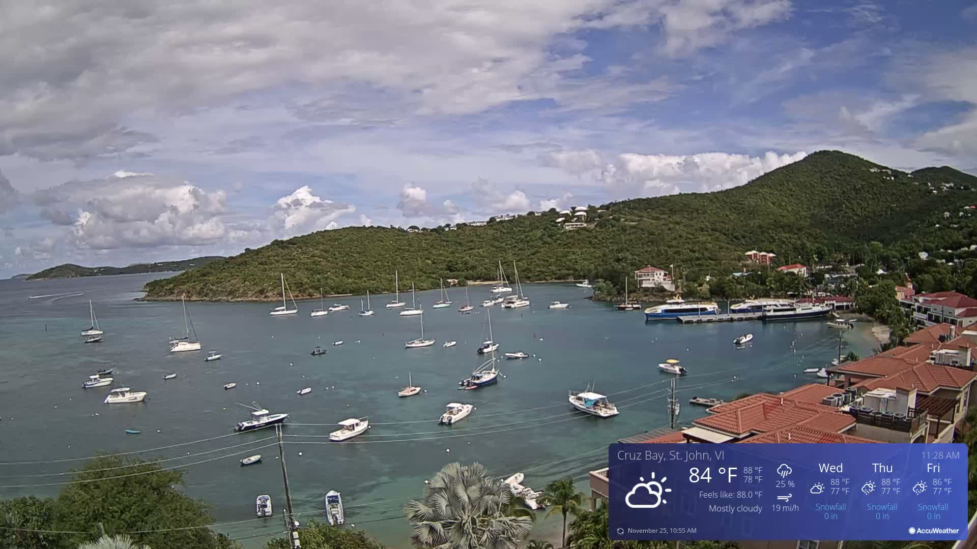 St. John, Cruz Bay Skyline Live Cam - Cruz Bay, St. John, United States Virgin Islands, USA