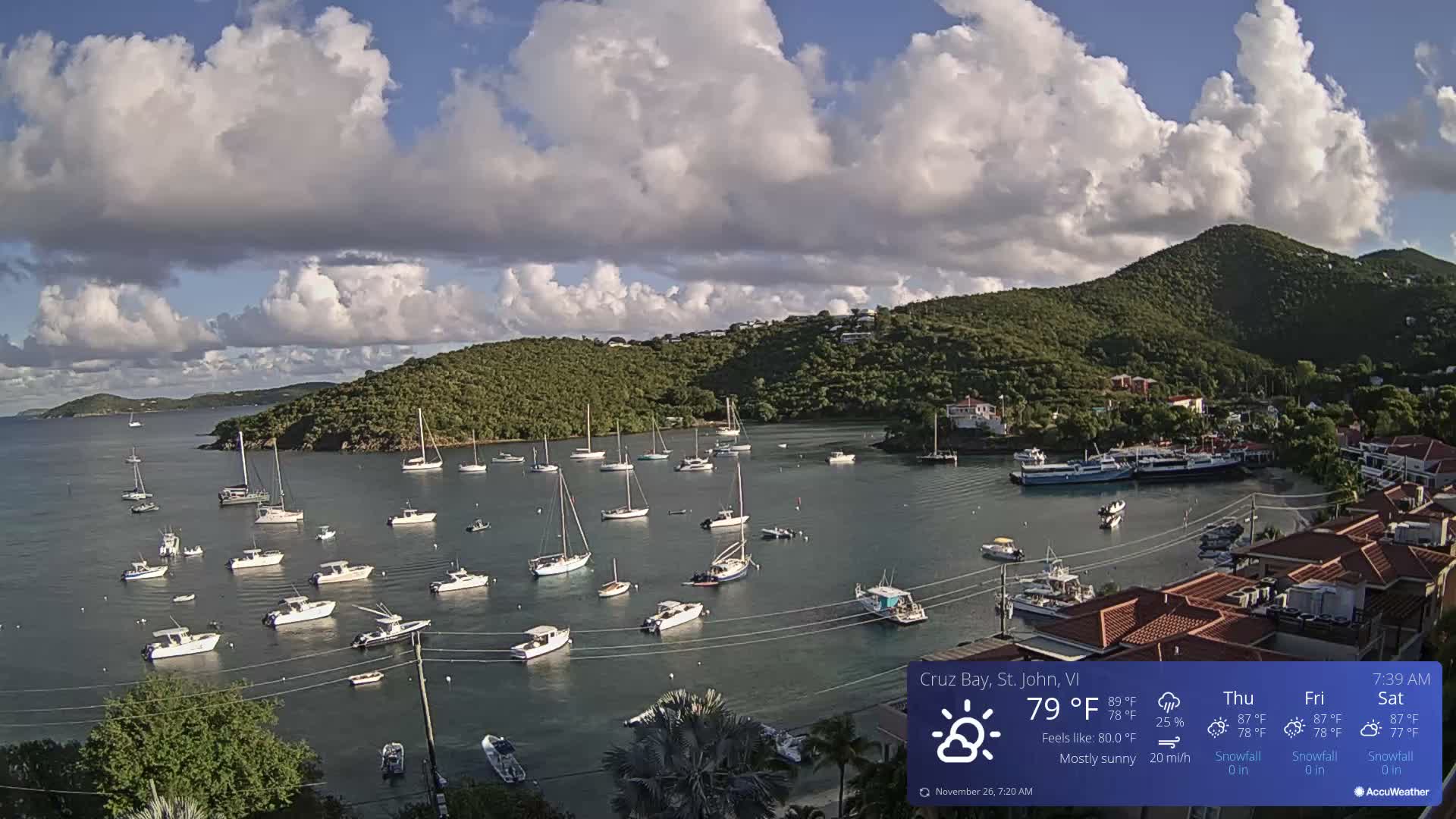 St. John, Cruz Bay Skyline Live Cam - Cruz Bay, St. John, United States Virgin Islands, USA