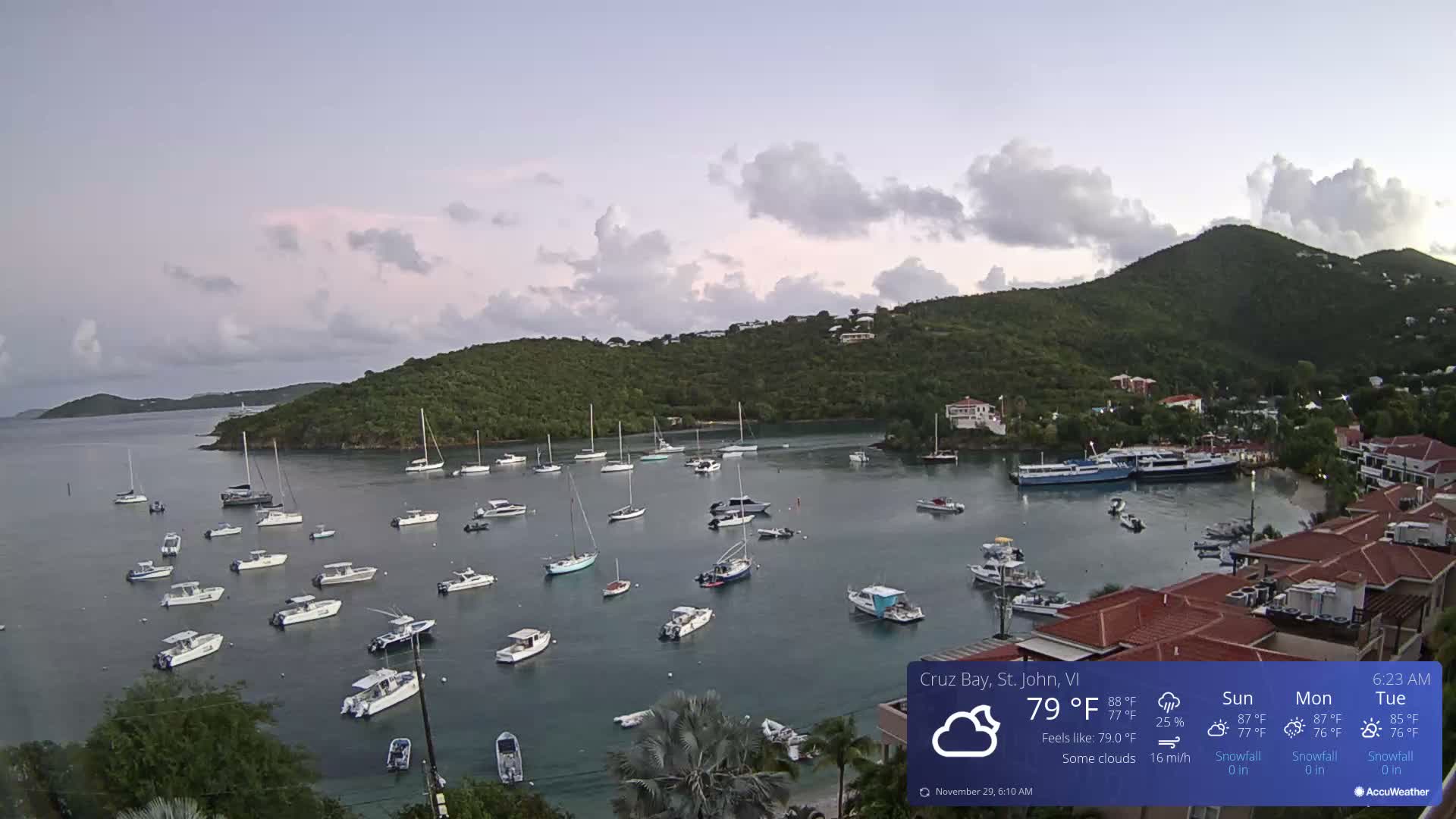 St. John, Cruz Bay Skyline Live Cam - Cruz Bay, St. John, United States Virgin Islands, USA