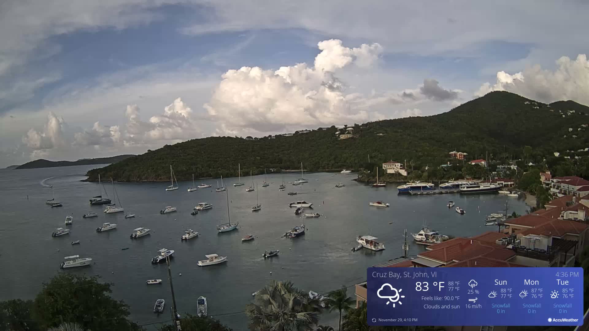 St. John, Cruz Bay Skyline Live Cam - Cruz Bay, St. John, United States Virgin Islands, USA