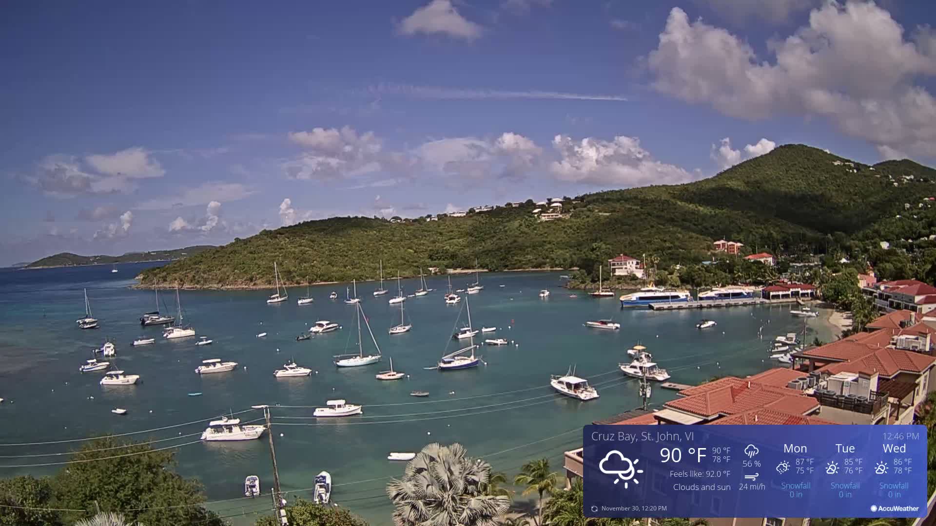 St. John, Cruz Bay Skyline Live Cam - Cruz Bay, St. John, United States Virgin Islands, USA