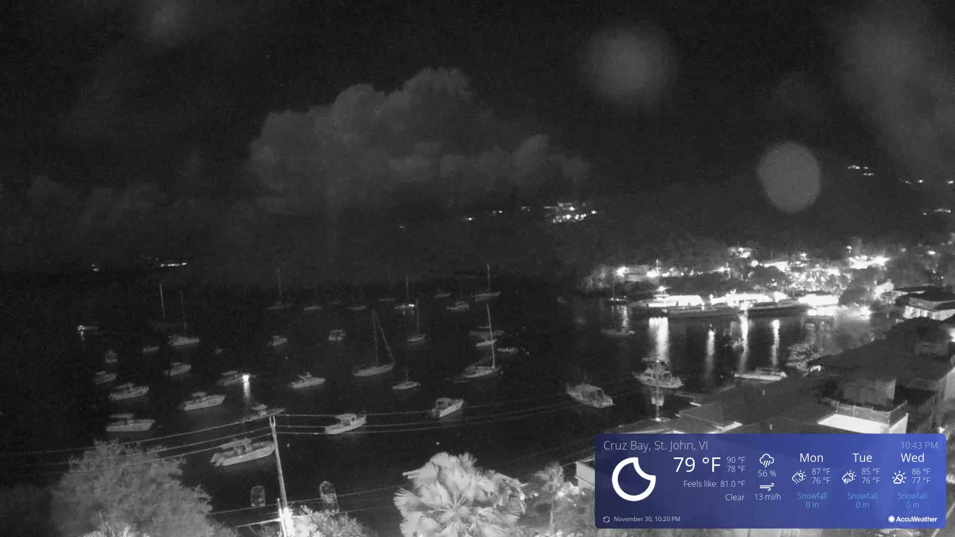 St. John, Cruz Bay Skyline Live Cam - Cruz Bay, St. John, United States Virgin Islands, USA