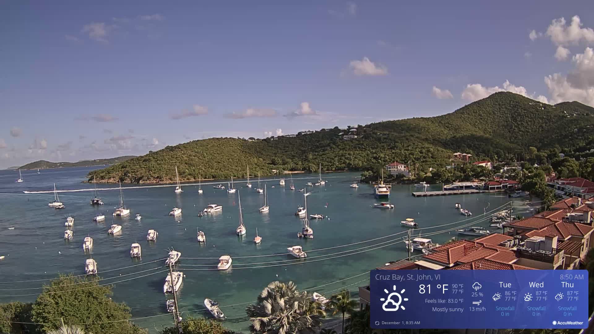 St. John, Cruz Bay Skyline Live Cam - Cruz Bay, St. John, United States Virgin Islands, USA