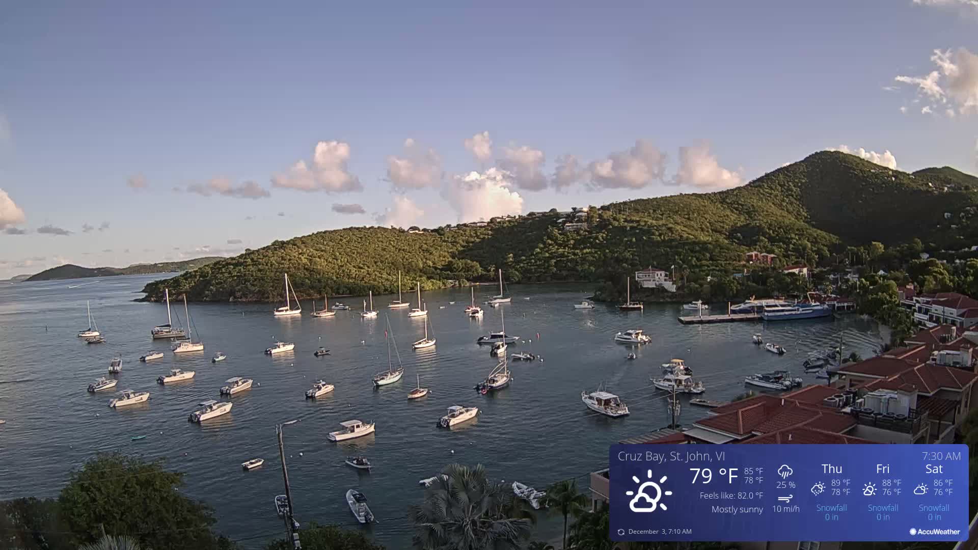 St. John, Cruz Bay Skyline Live Cam - Cruz Bay, St. John, United States Virgin Islands, USA