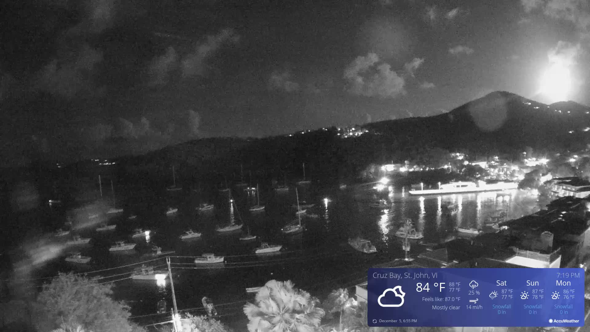 St. John, Cruz Bay Skyline Live Cam - Cruz Bay, St. John, United States Virgin Islands, USA