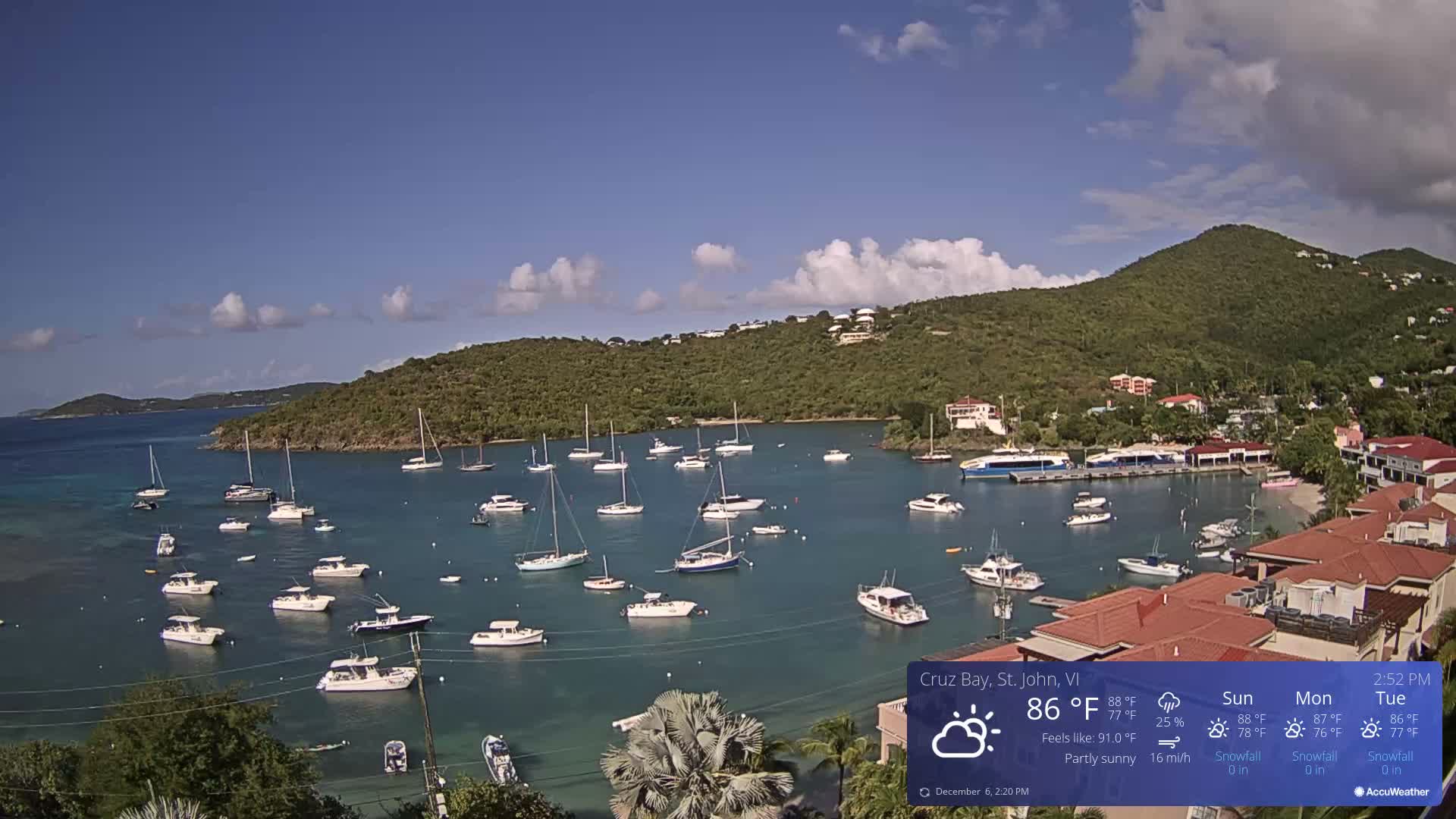 St. John, Cruz Bay Skyline Live Cam - Cruz Bay, St. John, United States Virgin Islands, USA