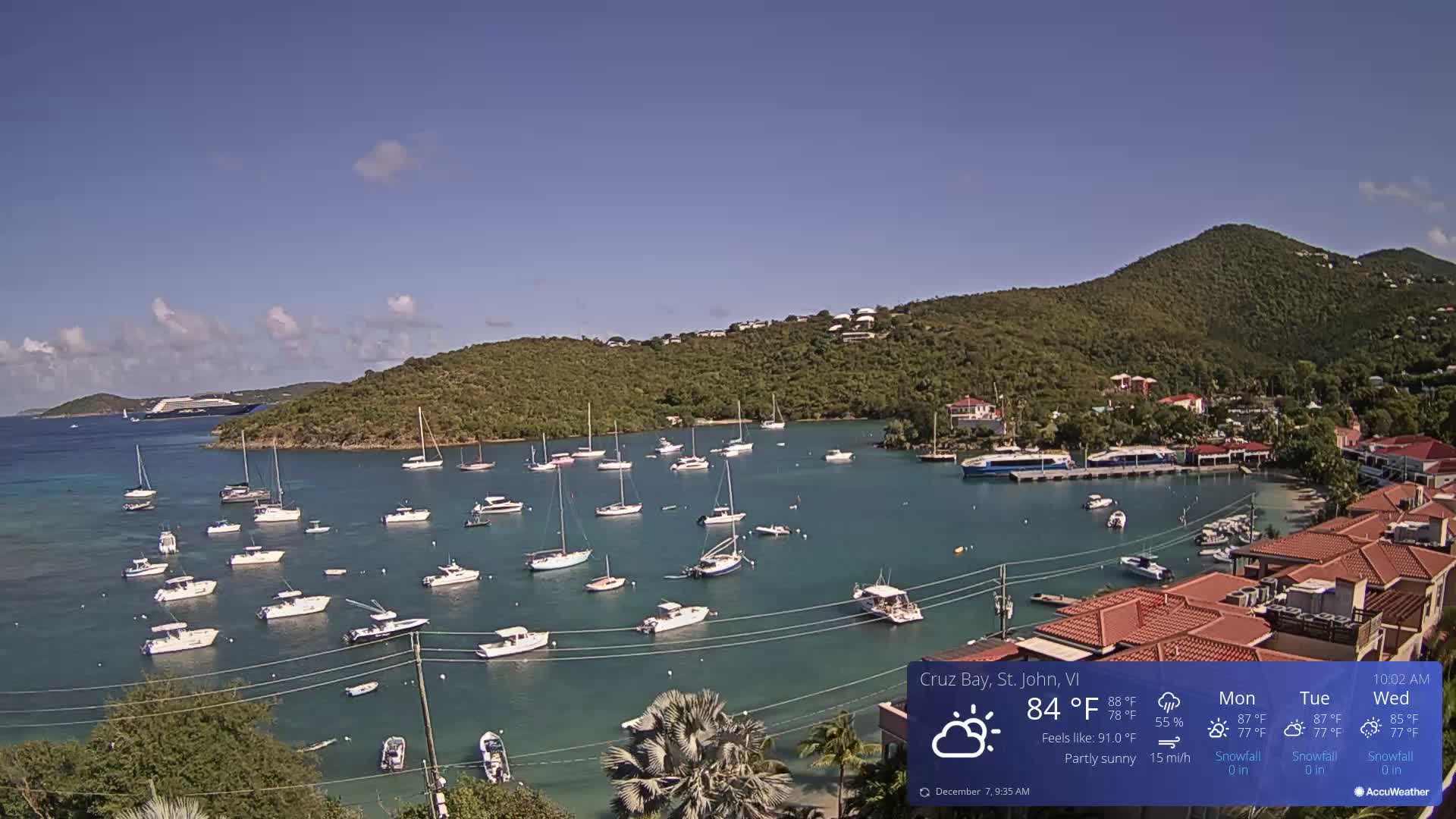 St. John, Cruz Bay Skyline Live Cam - Cruz Bay, St. John, United States Virgin Islands, USA