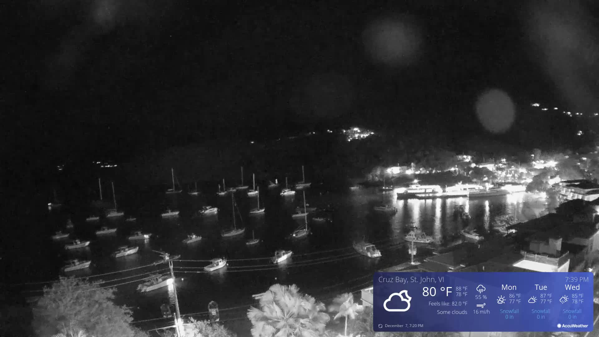 St. John, Cruz Bay Skyline Live Cam - Cruz Bay, St. John, United States Virgin Islands, USA