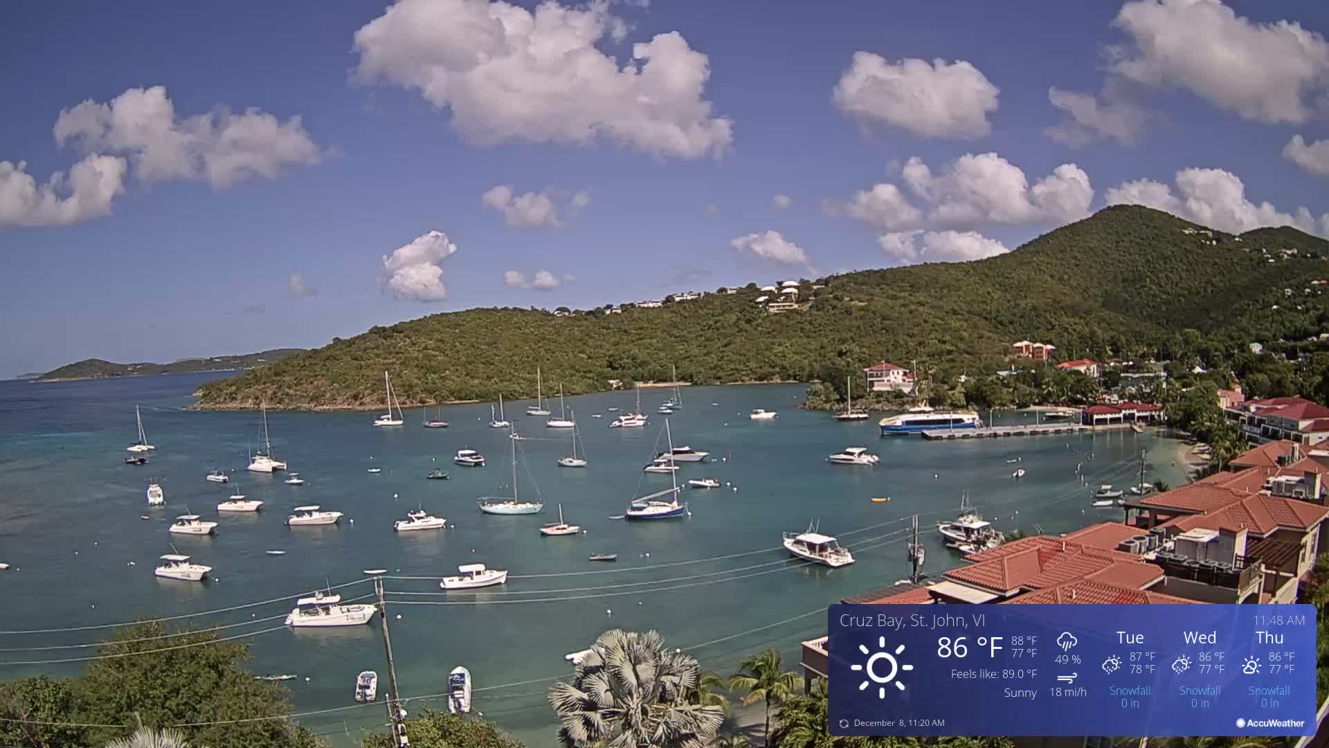 St. John, Cruz Bay Skyline Live Cam - Cruz Bay, St. John, United States Virgin Islands, USA