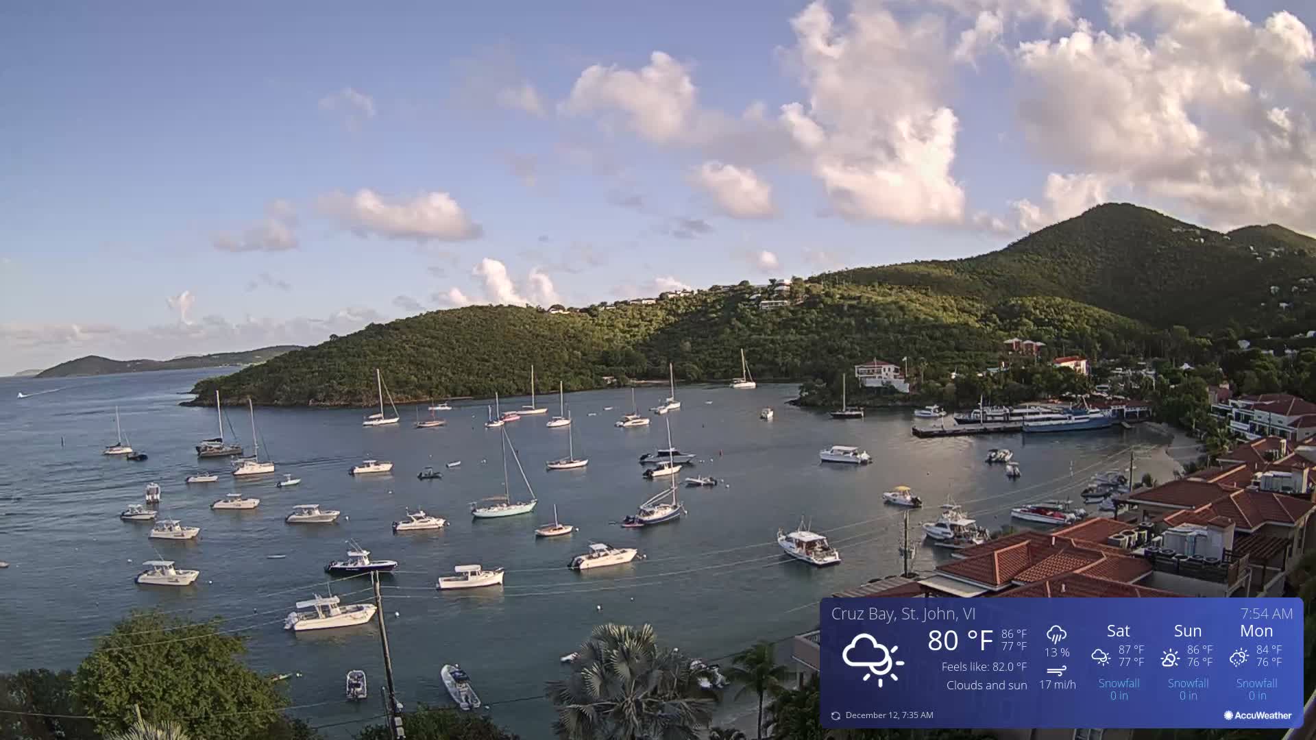 St. John, Cruz Bay Skyline Live Cam - Cruz Bay, St. John, United States Virgin Islands, USA