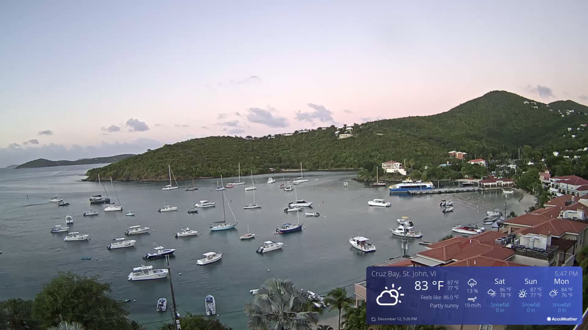 St. John, Cruz Bay Skyline Live Cam - Cruz Bay, St. John, United States Virgin Islands, USA