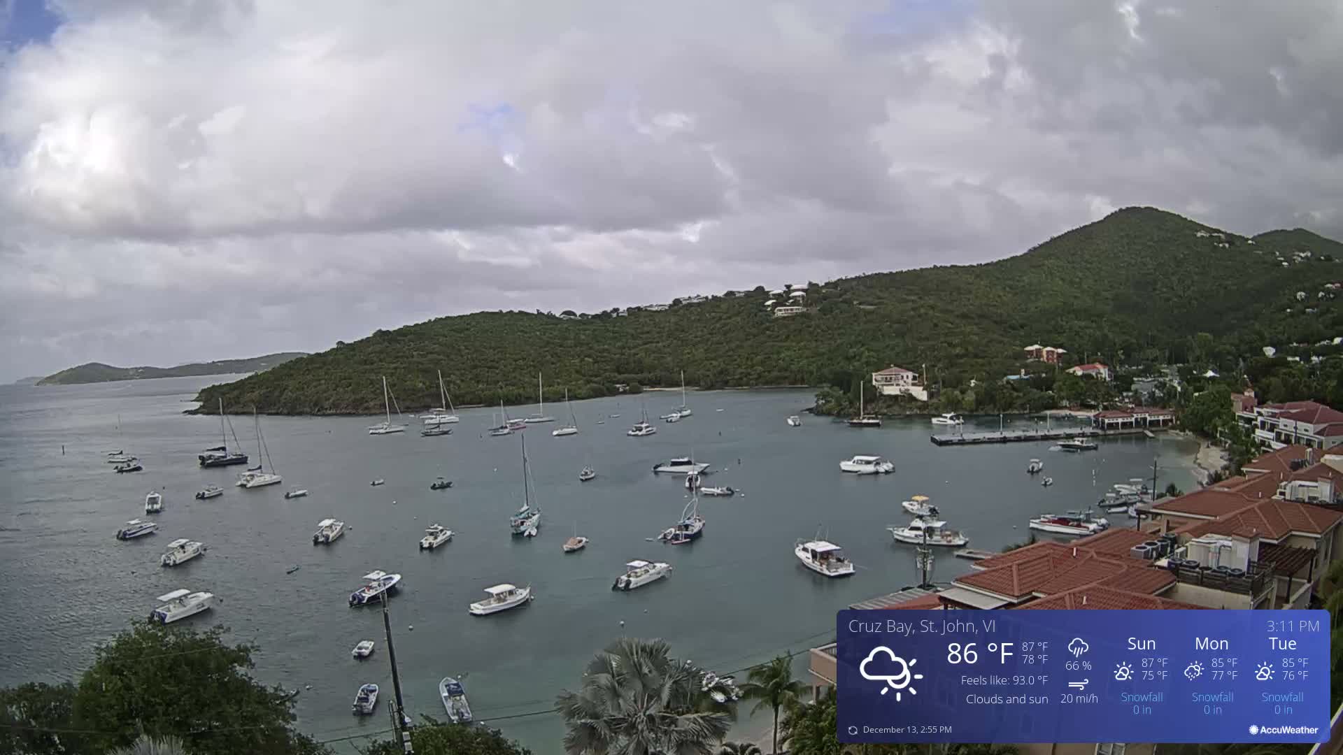 St. John, Cruz Bay Skyline Live Cam - Cruz Bay, St. John, United States Virgin Islands, USA