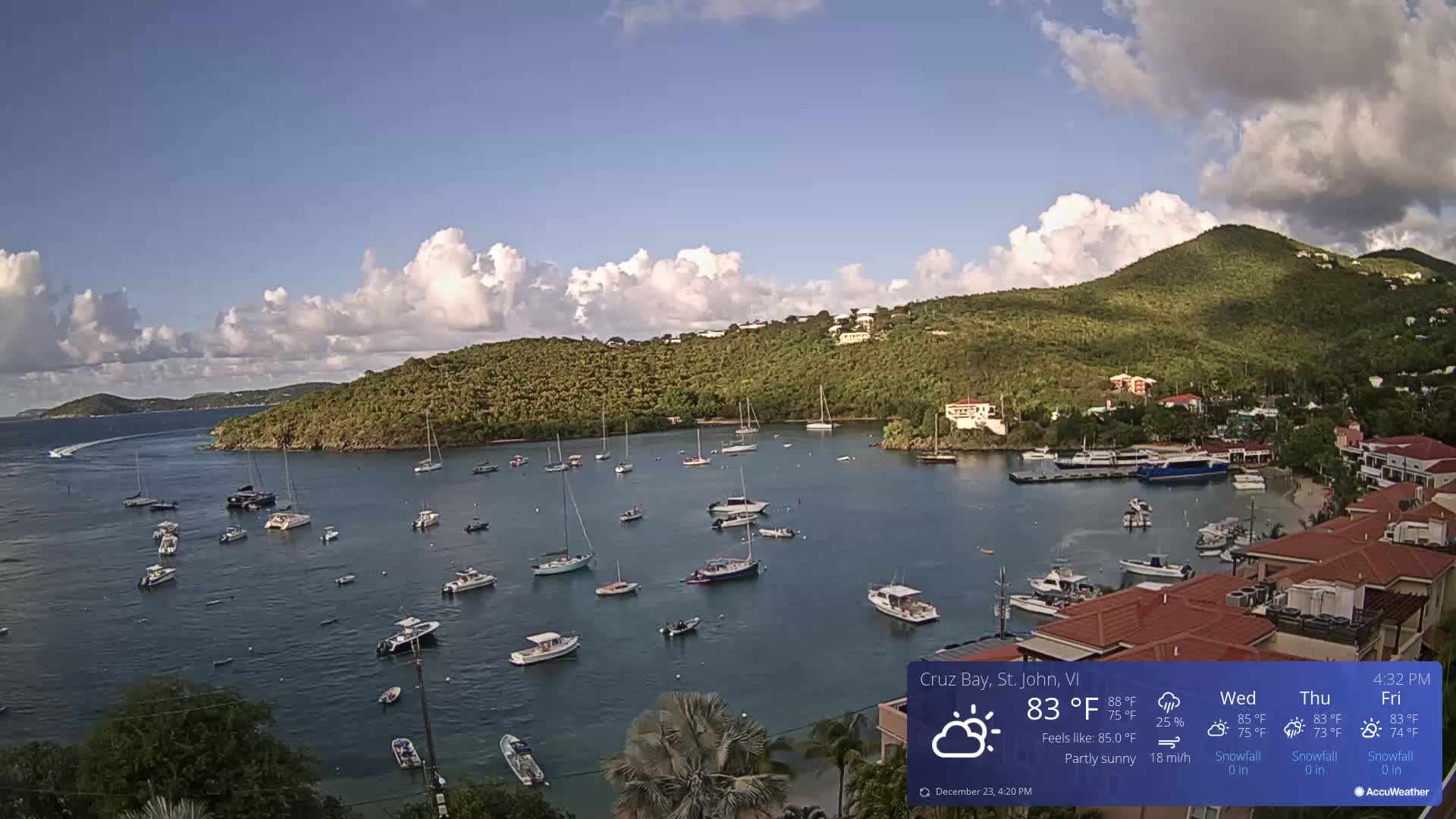 St. John, Cruz Bay Skyline Live Cam - Cruz Bay, St. John, United States Virgin Islands, USA