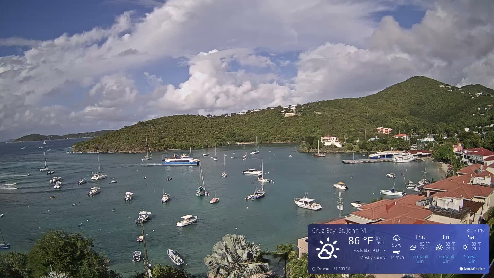 St. John, Cruz Bay Skyline Live Cam - Cruz Bay, St. John, United States Virgin Islands, USA