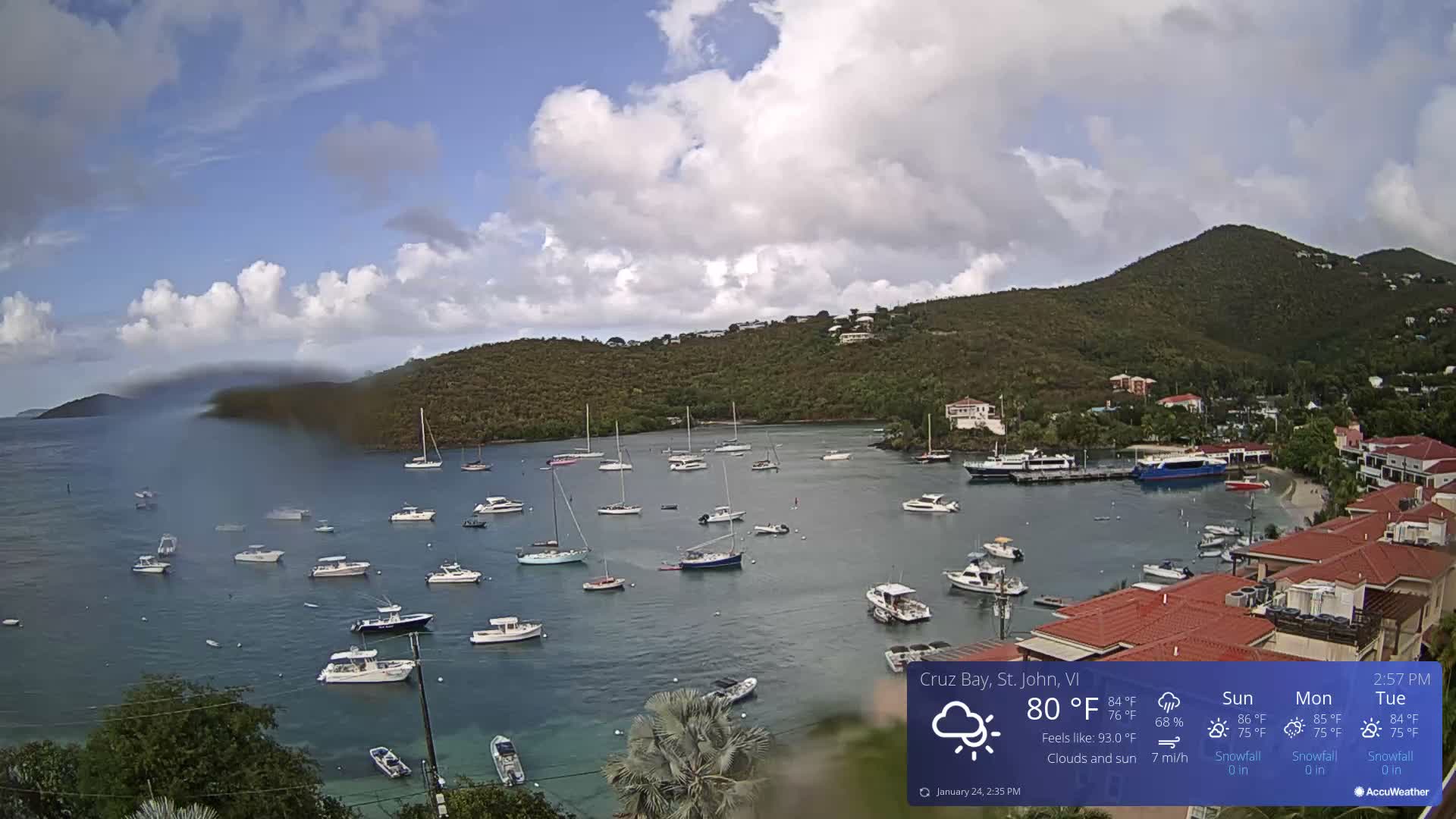 St. John, Cruz Bay Skyline Live Cam - Cruz Bay, St. John, United States Virgin Islands, USA