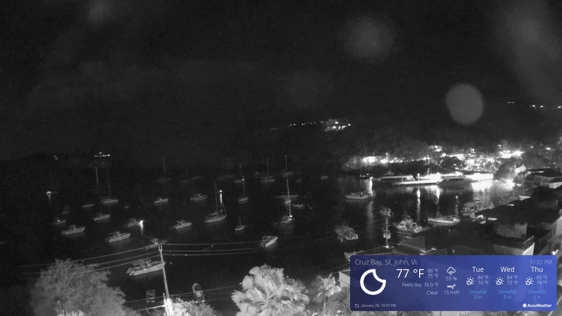 St. John, Cruz Bay Skyline Live Cam - Cruz Bay, St. John, United States Virgin Islands, USA