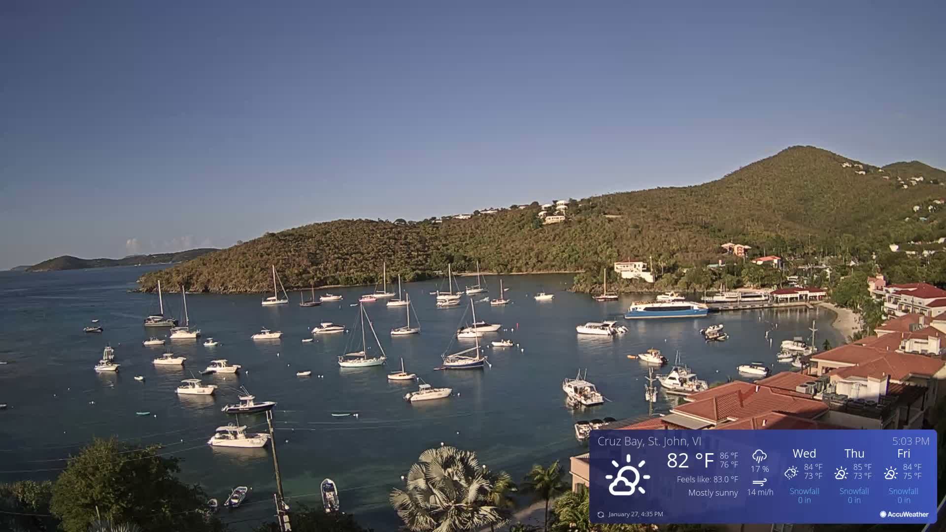St. John, Cruz Bay Skyline Live Cam - Cruz Bay, St. John, United States Virgin Islands, USA