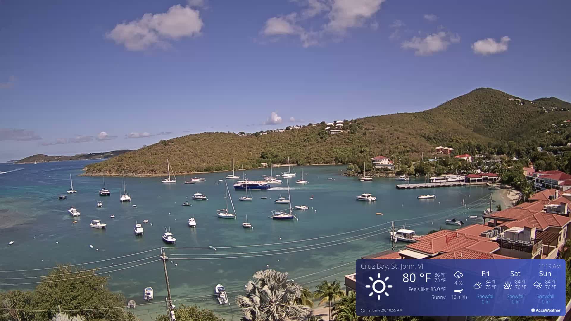 St. John, Cruz Bay Skyline Live Cam - Cruz Bay, St. John, United States Virgin Islands, USA