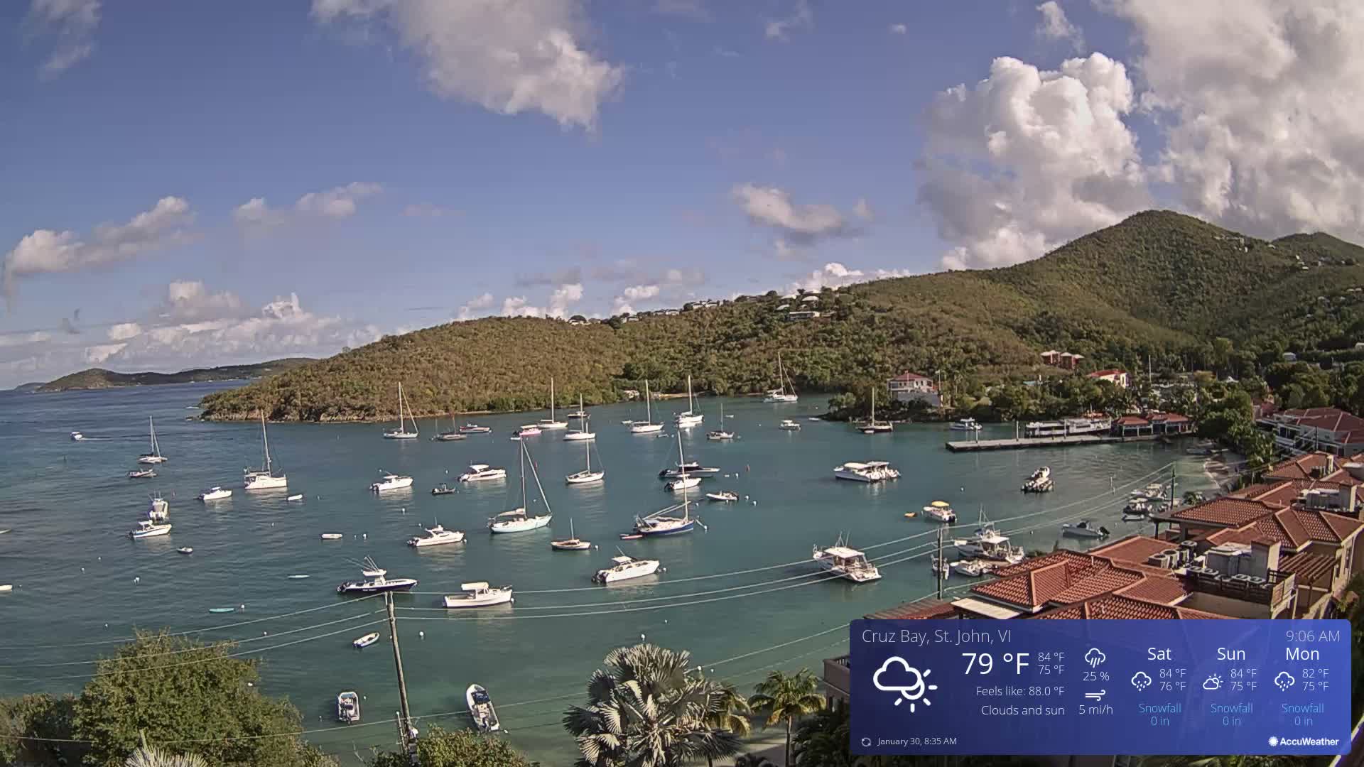 St. John, Cruz Bay Skyline Live Cam - Cruz Bay, St. John, United States Virgin Islands, USA