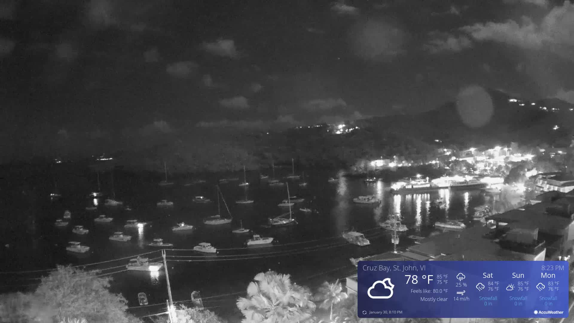 St. John, Cruz Bay Skyline Live Cam - Cruz Bay, St. John, United States Virgin Islands, USA