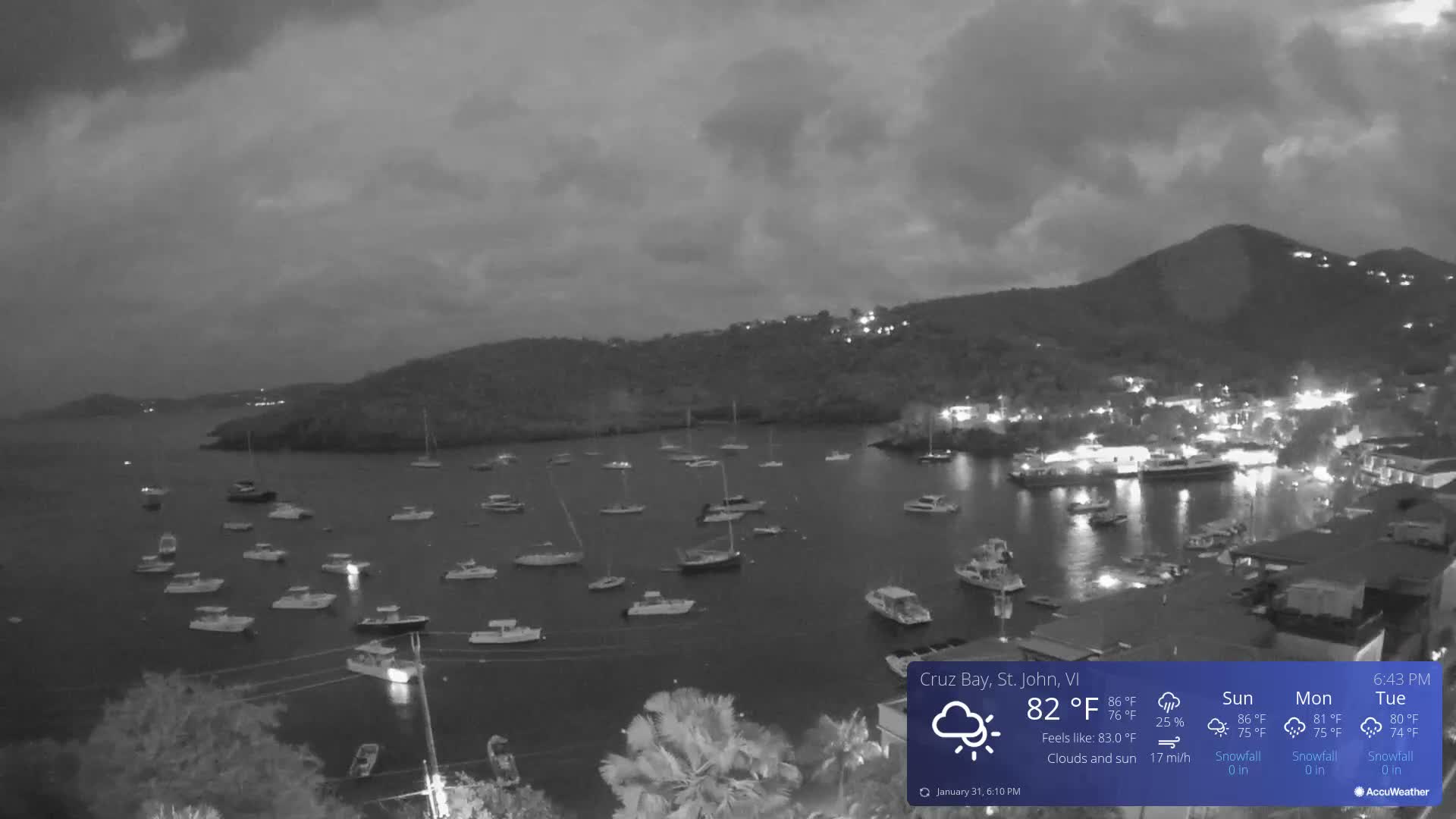 St. John, Cruz Bay Skyline Live Cam - Cruz Bay, St. John, United States Virgin Islands, USA
