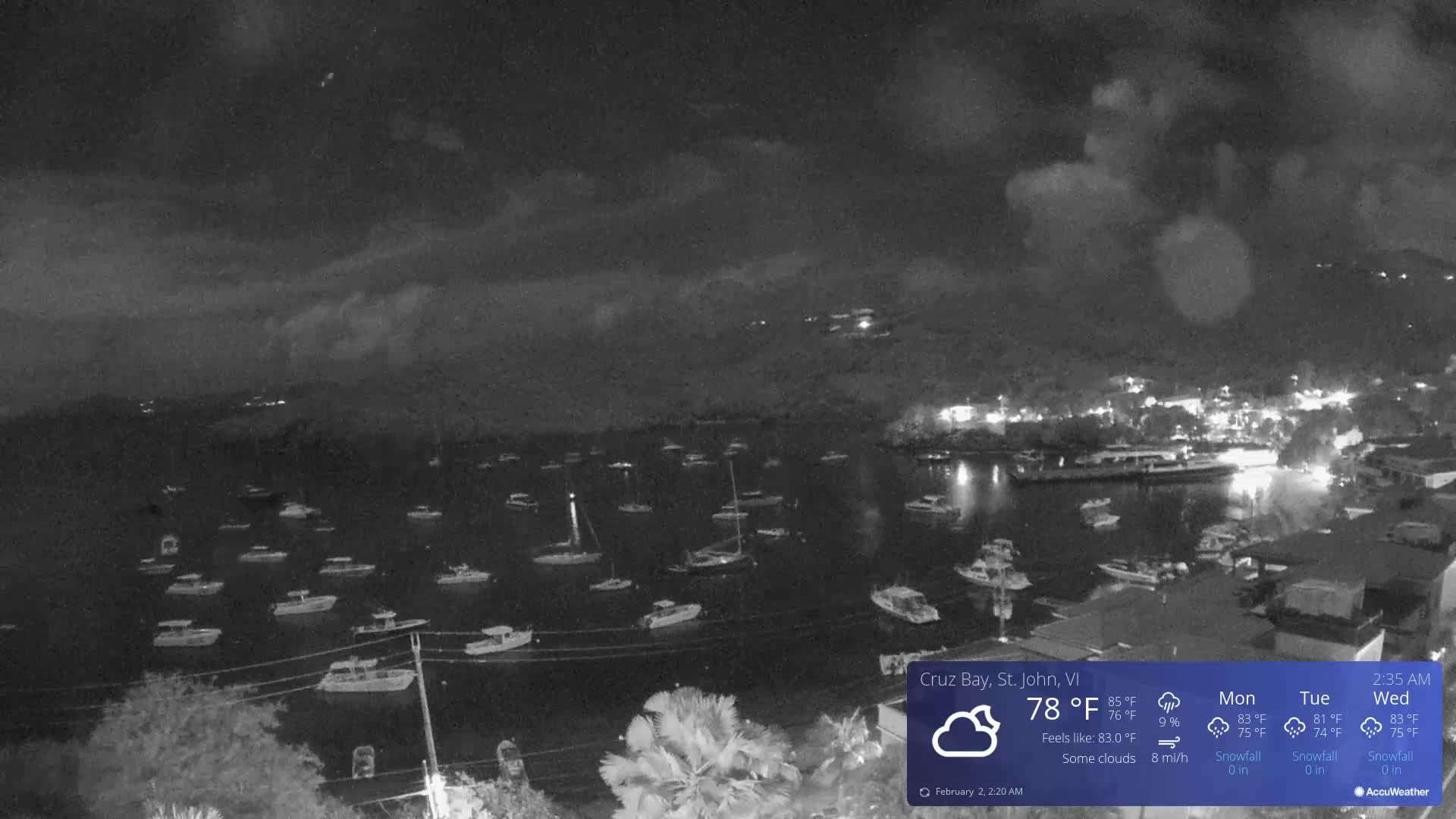 St. John, Cruz Bay Skyline Live Cam - Cruz Bay, St. John, United States Virgin Islands, USA