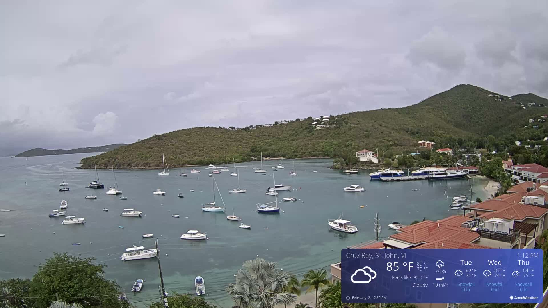 St. John, Cruz Bay Skyline Live Cam - Cruz Bay, St. John, United States Virgin Islands, USA