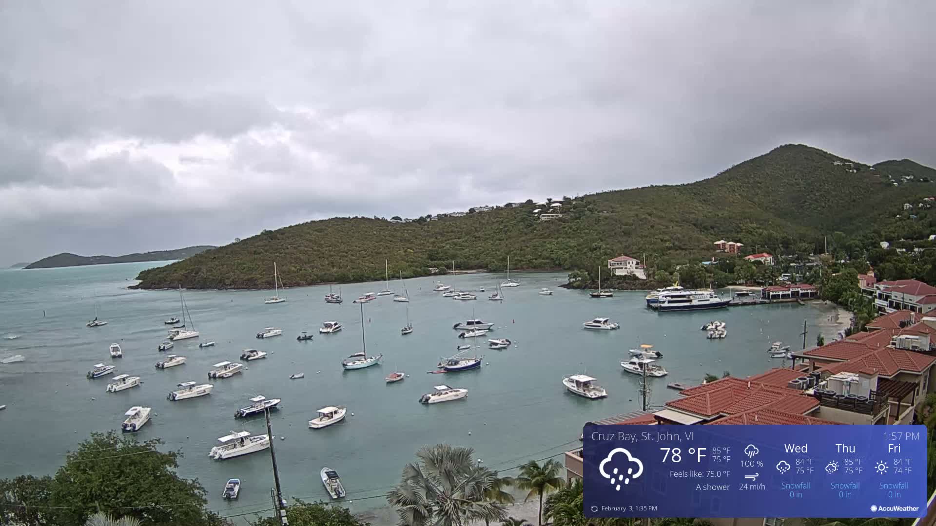 St. John, Cruz Bay Skyline Live Cam - Cruz Bay, St. John, United States Virgin Islands, USA