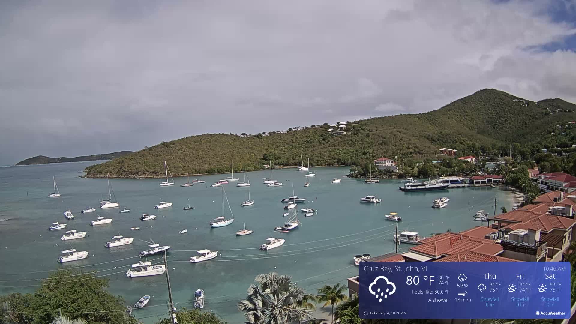 St. John, Cruz Bay Skyline Live Cam - Cruz Bay, St. John, United States Virgin Islands, USA