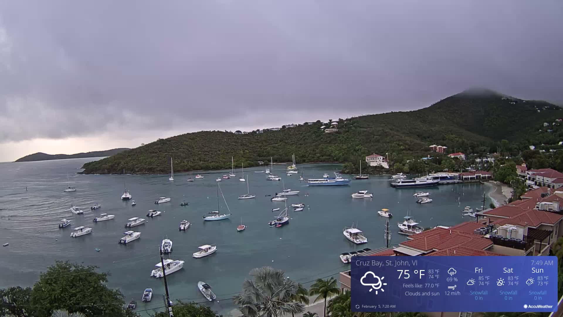 St. John, Cruz Bay Skyline Live Cam - Cruz Bay, St. John, United States Virgin Islands, USA