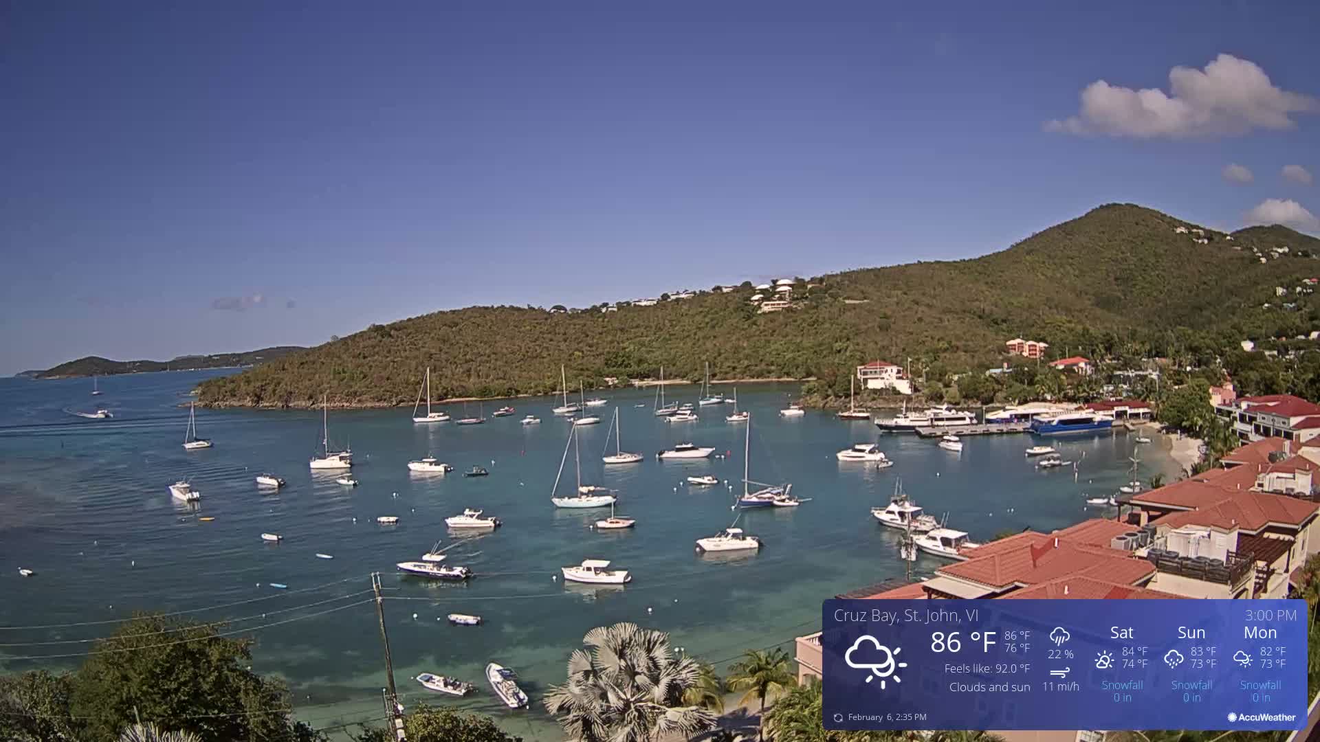 St. John, Cruz Bay Skyline Live Cam - Cruz Bay, St. John, United States Virgin Islands, USA