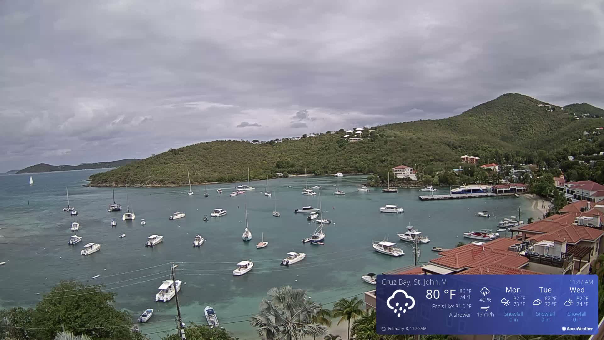 St. John, Cruz Bay Skyline Live Cam - Cruz Bay, St. John, United States Virgin Islands, USA